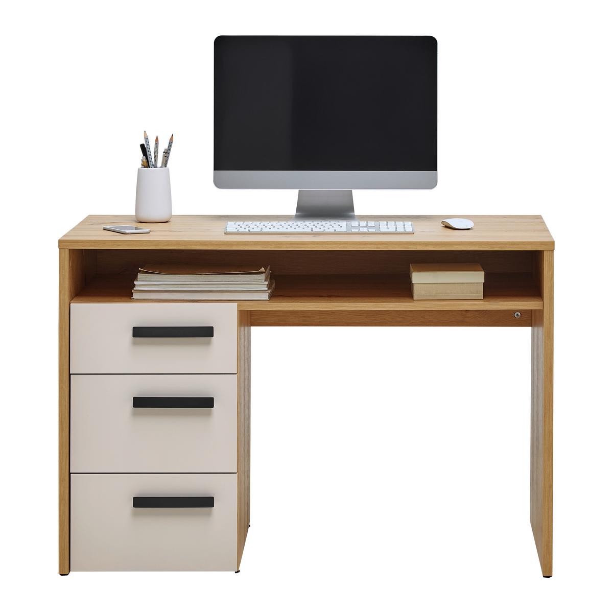Schreibtisch Casa Mia Kaschmirfarben - Kaschmir/Anthrazit, KONVENTIONELL, Holzwerkstoff/Metall (110/60/76cm) - Mömax