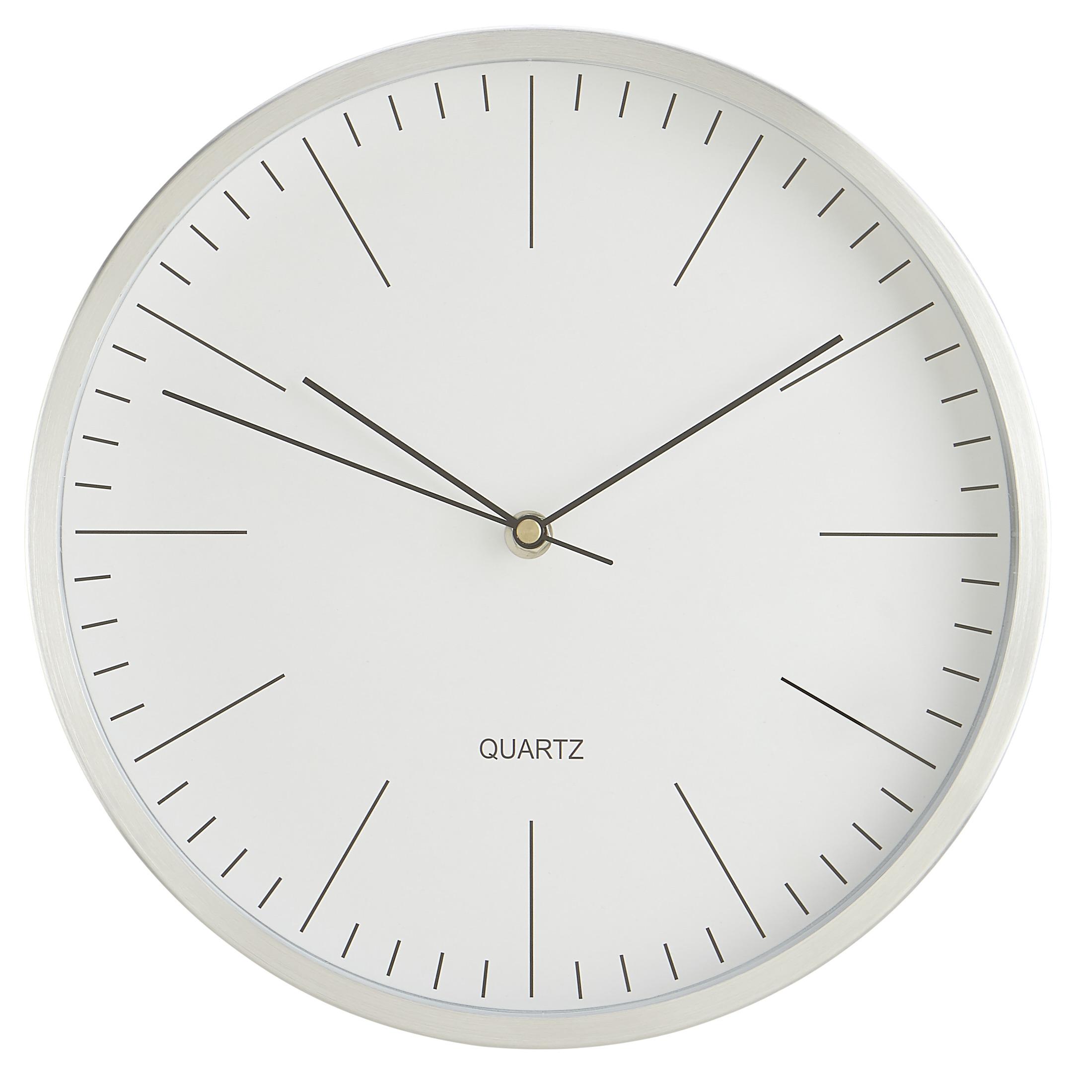 Uhr Rena in Silber/ Weiss ca.Ø29,6cm - Silberfarben/Weiß, MODERN, Glas/Metall (29,6cm) - Bessagi Home