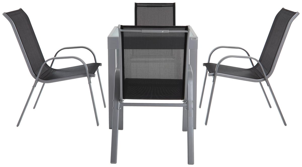 ZESTAW FOTELI OGRODOWYCH CASTIGLIONE - kolor srebrny/czarny, Modern, metal/tkanina (54/94/73cm) - Ambia Garden