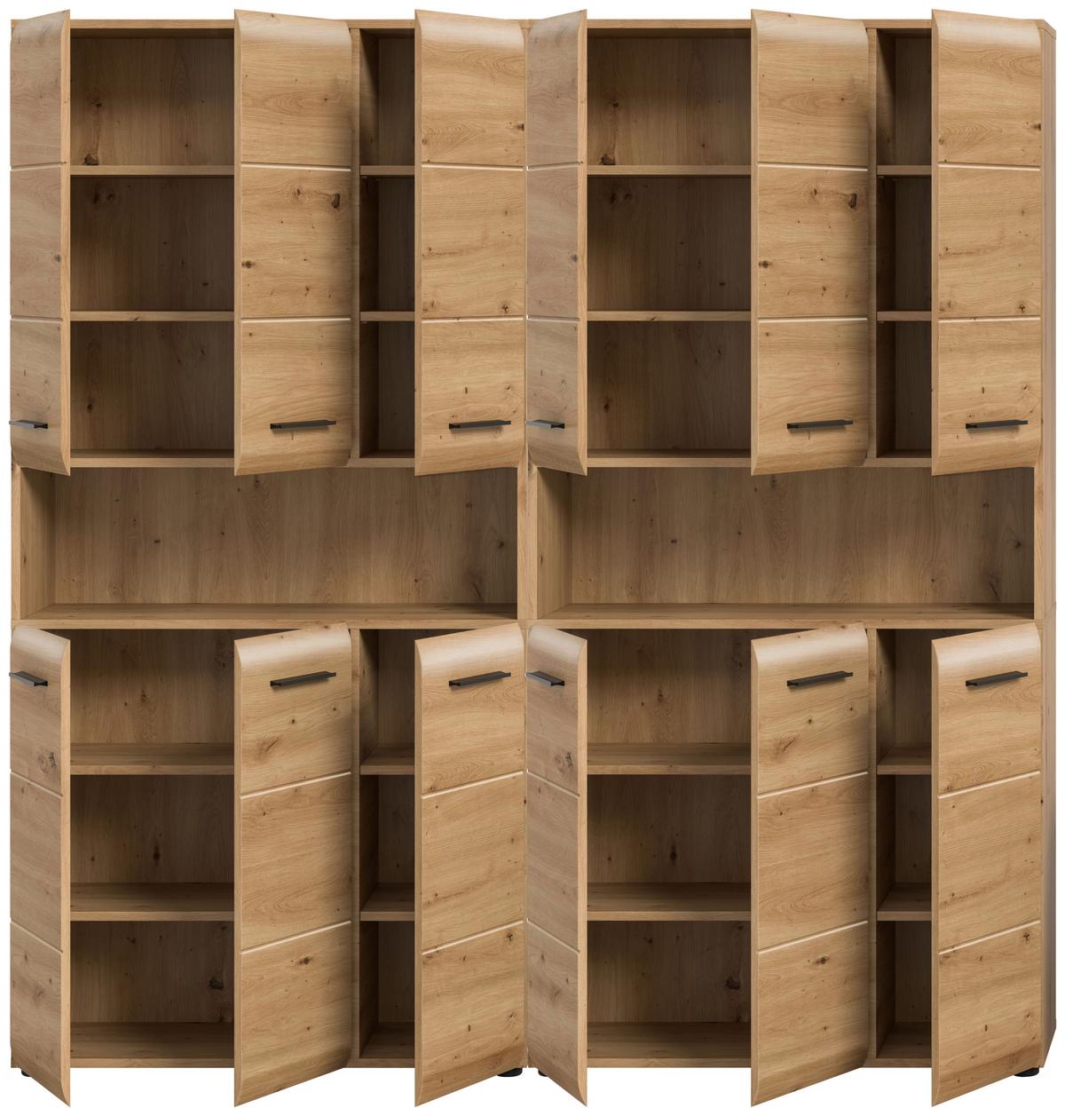 Hochschrank Ice Eiche Artisan - Schwarz/Eiche Artisan, Basics, Holzwerkstoff/Kunststoff (180cm) - MID.YOU