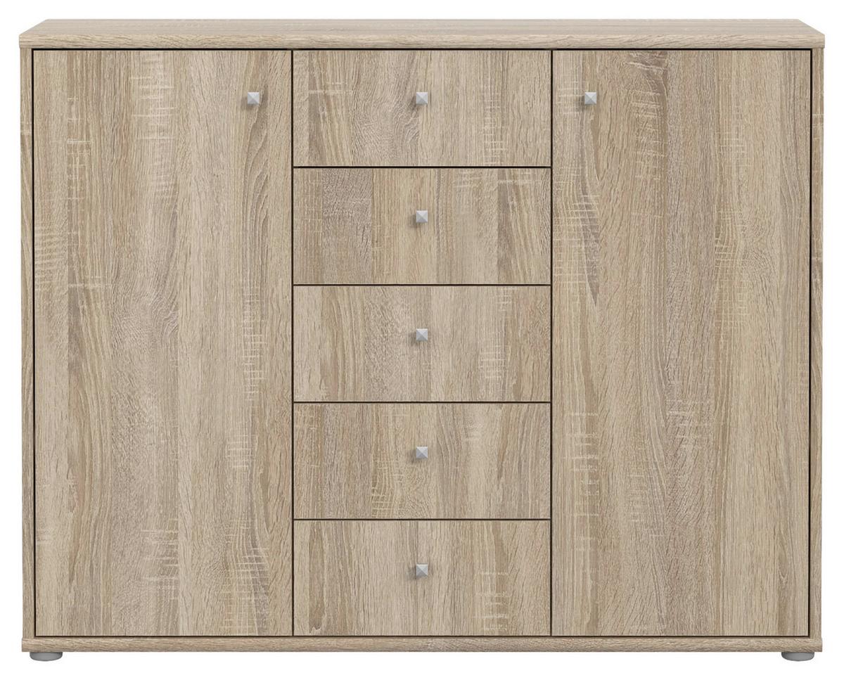 Komoda Tempra 2, Barva Hrasta - barve aluminija/hrast sonoma, Design, umetna masa/leseni material (108,8/85,5/34,8cm)