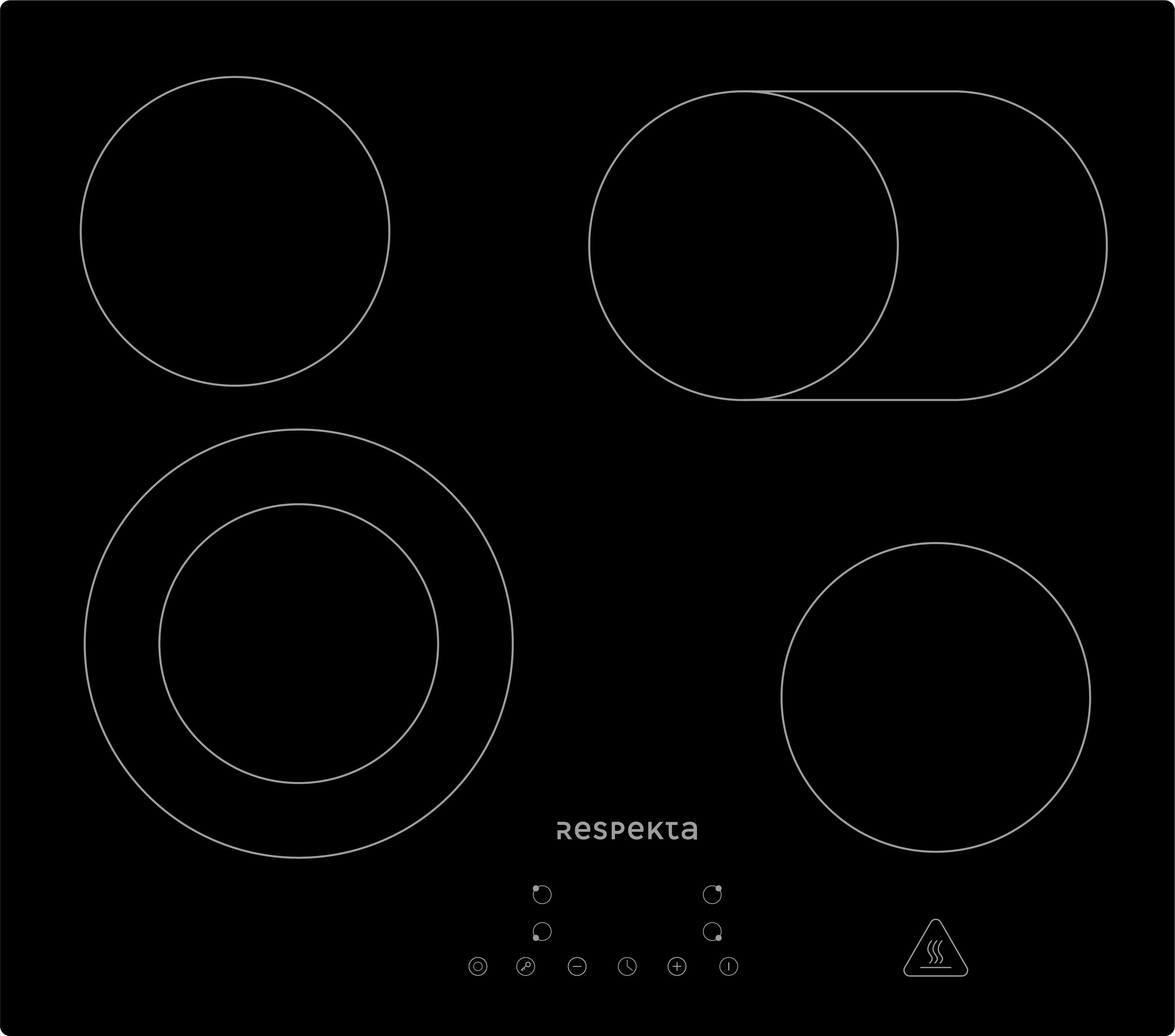 Glaskeramikkochfeld Abra Schwarz ca. 59x52 cm - Schwarz, Trend, Glas (59/5/52cm) - Respekta