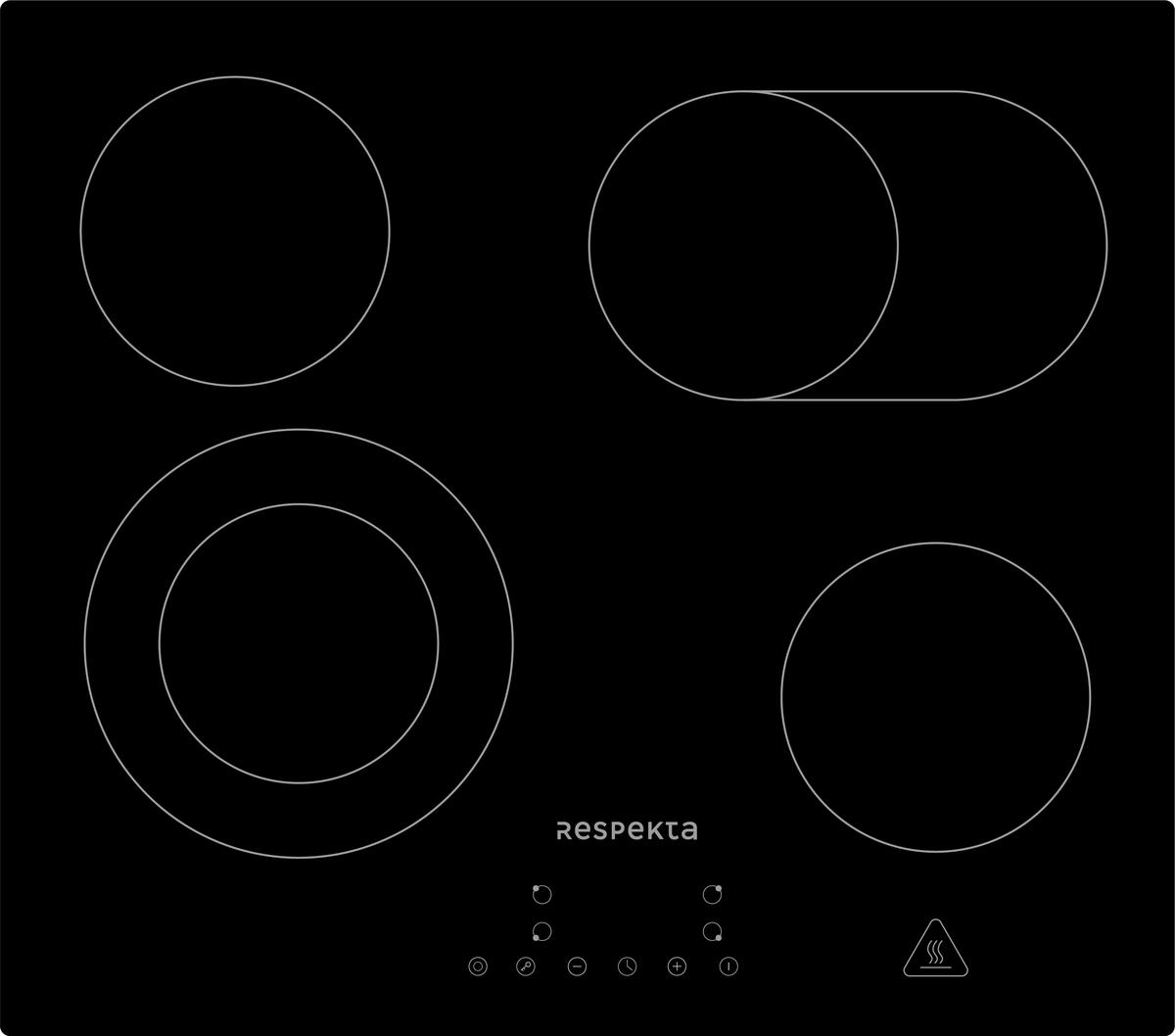 Glaskeramikkochfeld Abra Schwarz ca. 59x52 cm - Schwarz, Trend, Glas (59/5/52cm) - Respekta
