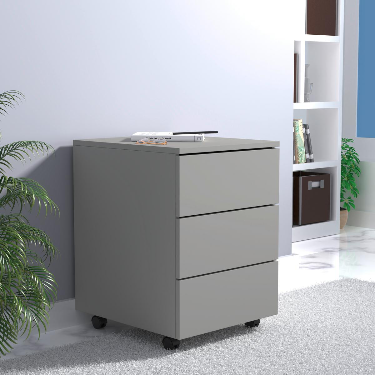 ROLLCONTAINER DALOSA 45 3-SB - Schwarz/Grau, Design, Holzwerkstoff/Kunststoff (39/55/45cm) - MID.YOU