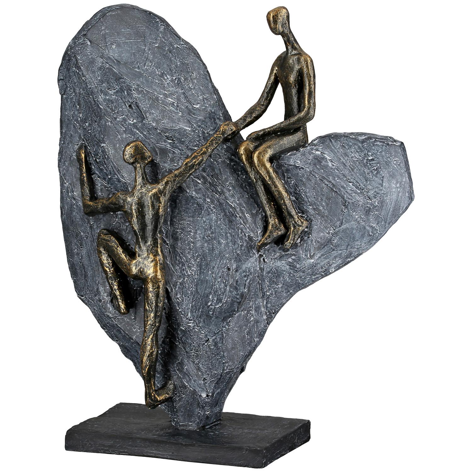 Skulptur heart of stone Grau/Bronzefarben - Bronzefarben/Grau, LIFESTYLE, Kunststoff (25.8/32/11.7cm)