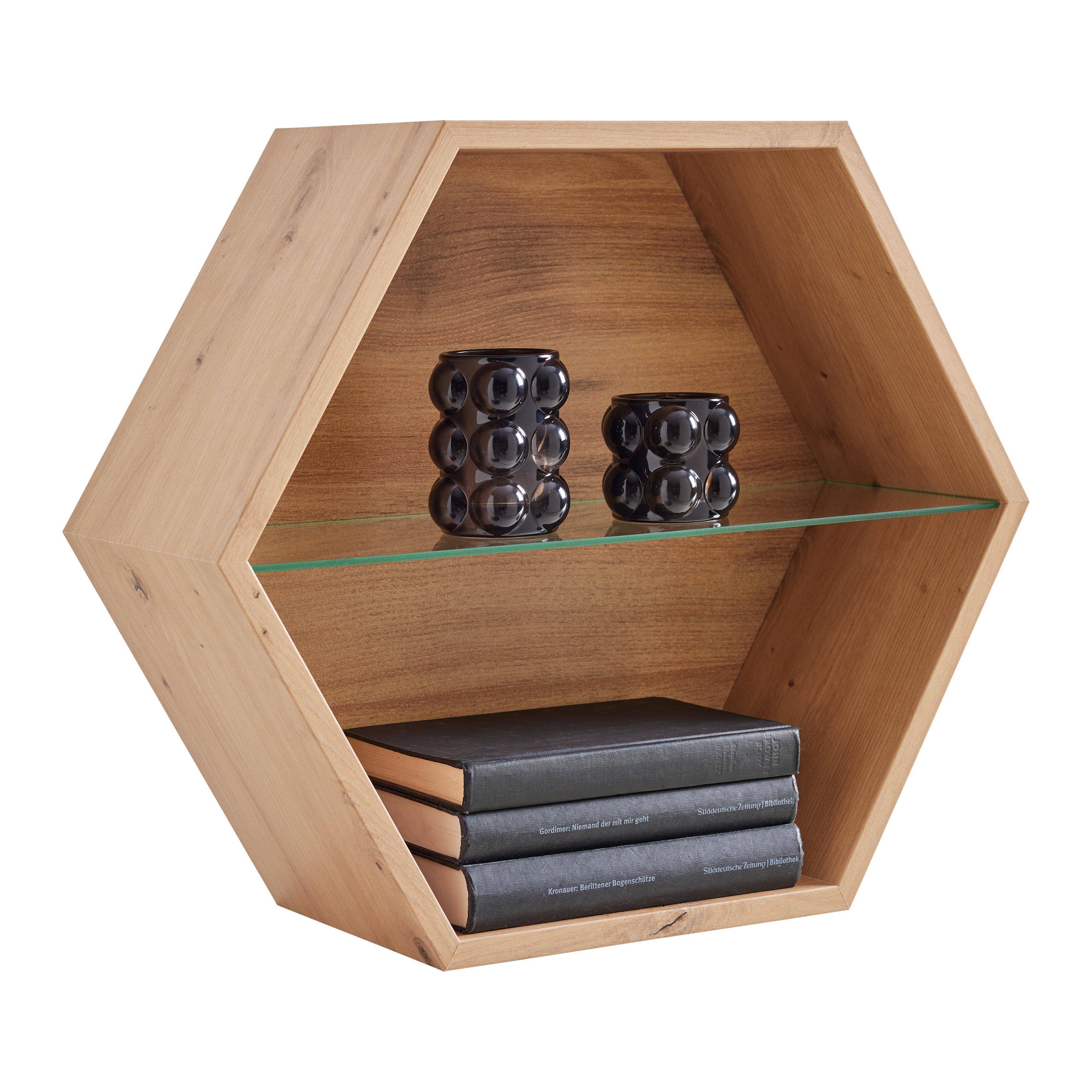 Etajeră de perete EDGE - stejar Artisan, Modern, material pe bază de lemn (51/44/19cm) - Modern Living