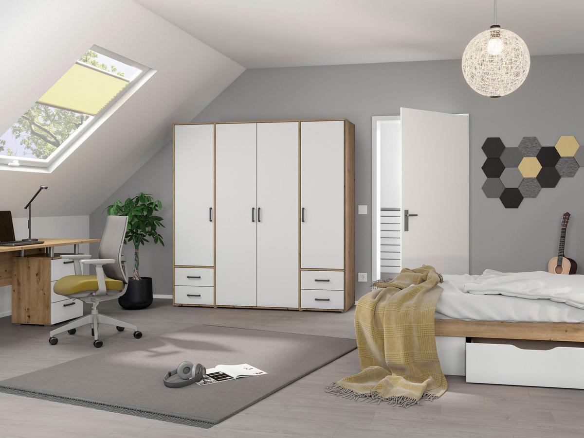 DULAP USI ROTATIVE VOYAGER - alb/stejar Artisan, Modern, material pe bază de lemn (187/194/53cm) - Modern Living