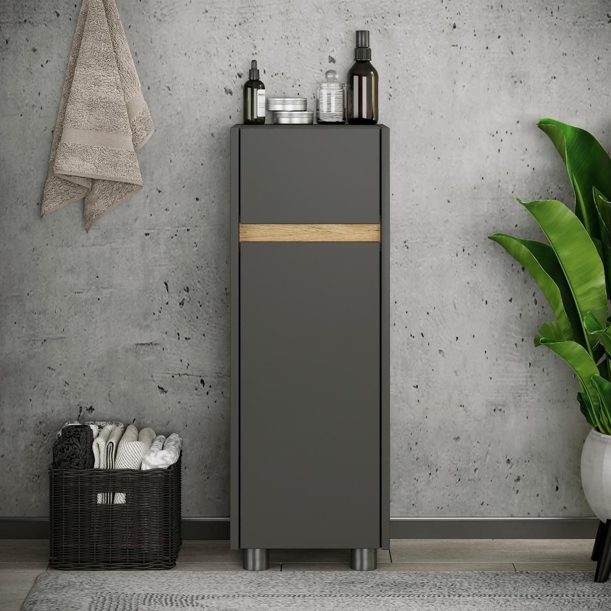 Midischrank Cosila - Honigeiche/Anthrazit, Trend, Holzwerkstoff/Kunststoff (30/85/33cm) - MID.YOU