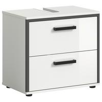 Waschbeckenunterschrank Kojak Weiß/Anthrazit - Weiß Hochglanz/Schwarz, MODERN, Holzwerkstoff/Kunststoff (60/55/37cm) - MID.YOU