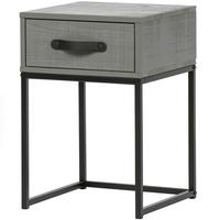 Nachttisch Morris Grau/Schwarz - Schwarz/Grau, Design, Leder/Holz (35/35/52cm) - Livetastic