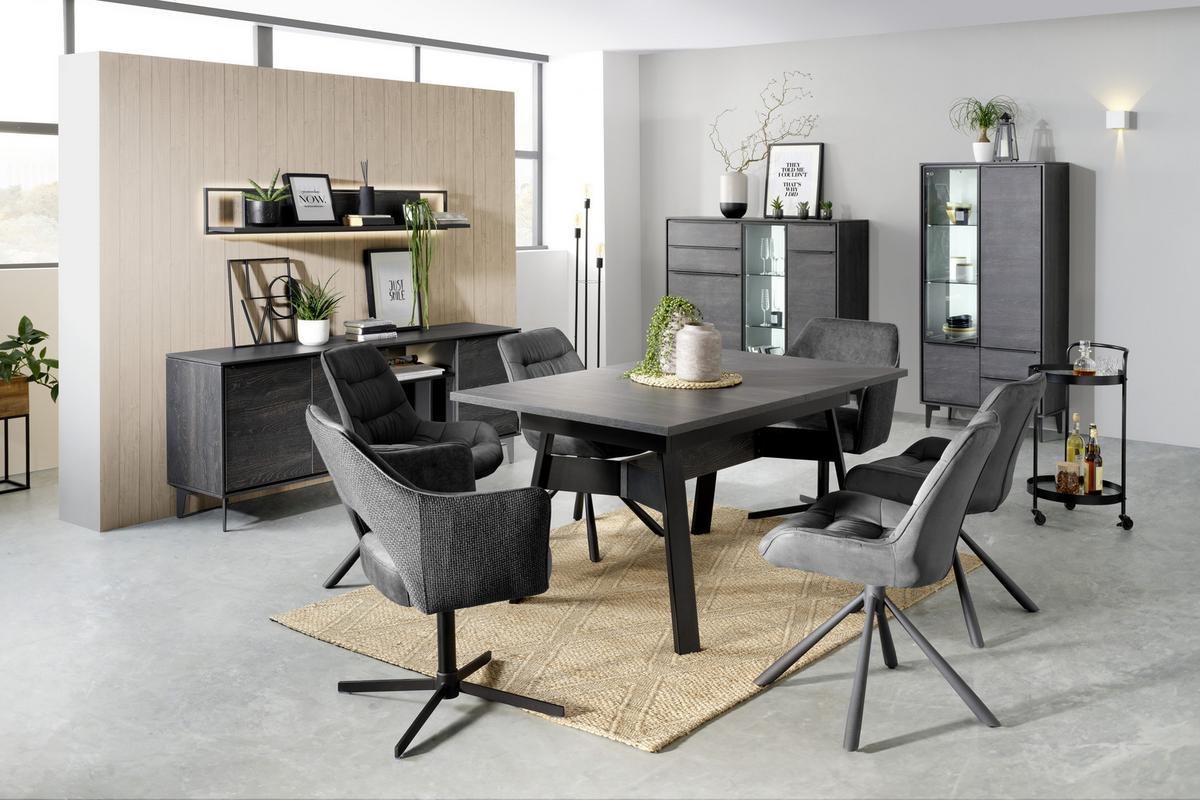 Vitrine in Anthrazit - Anthrazit/Schwarz, Modern, Glas/Holzwerkstoff (73/159/40cm) - Premium Living