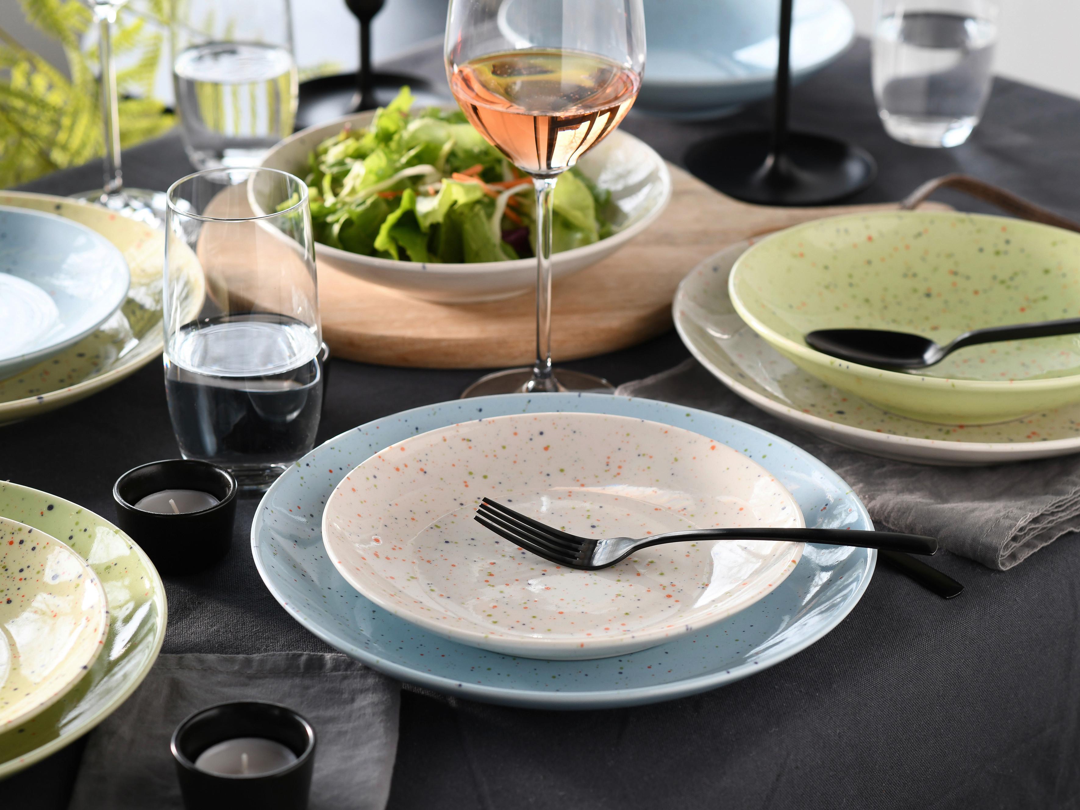 Jedilni Servis Confetti Bunt, 12-Delni - svetlo modra/krem barve, Basics, keramika - Creatable