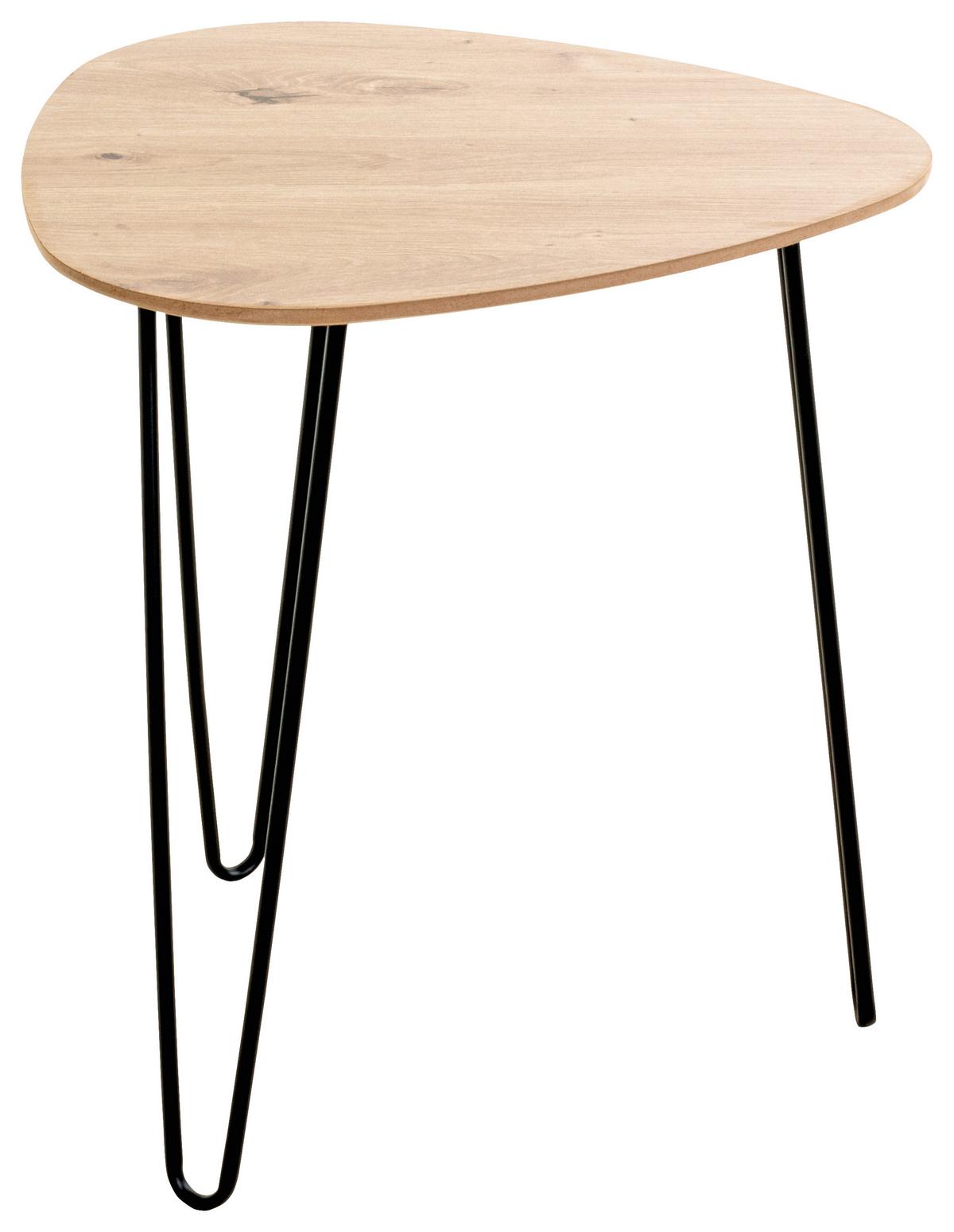 STOLIK BOCZNY BERGEN 2 - kolor dębowy/czarny, Trend, materiał drewnopochodny/metal (40/40/43cm)