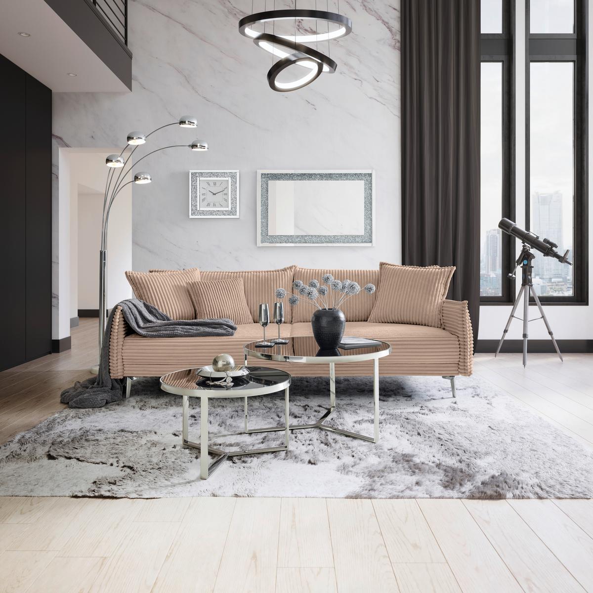 Mega Sofa Kiss - boje kroma/smeđa, Moderno, drvo/metal (241/90/117cm) - Mömax