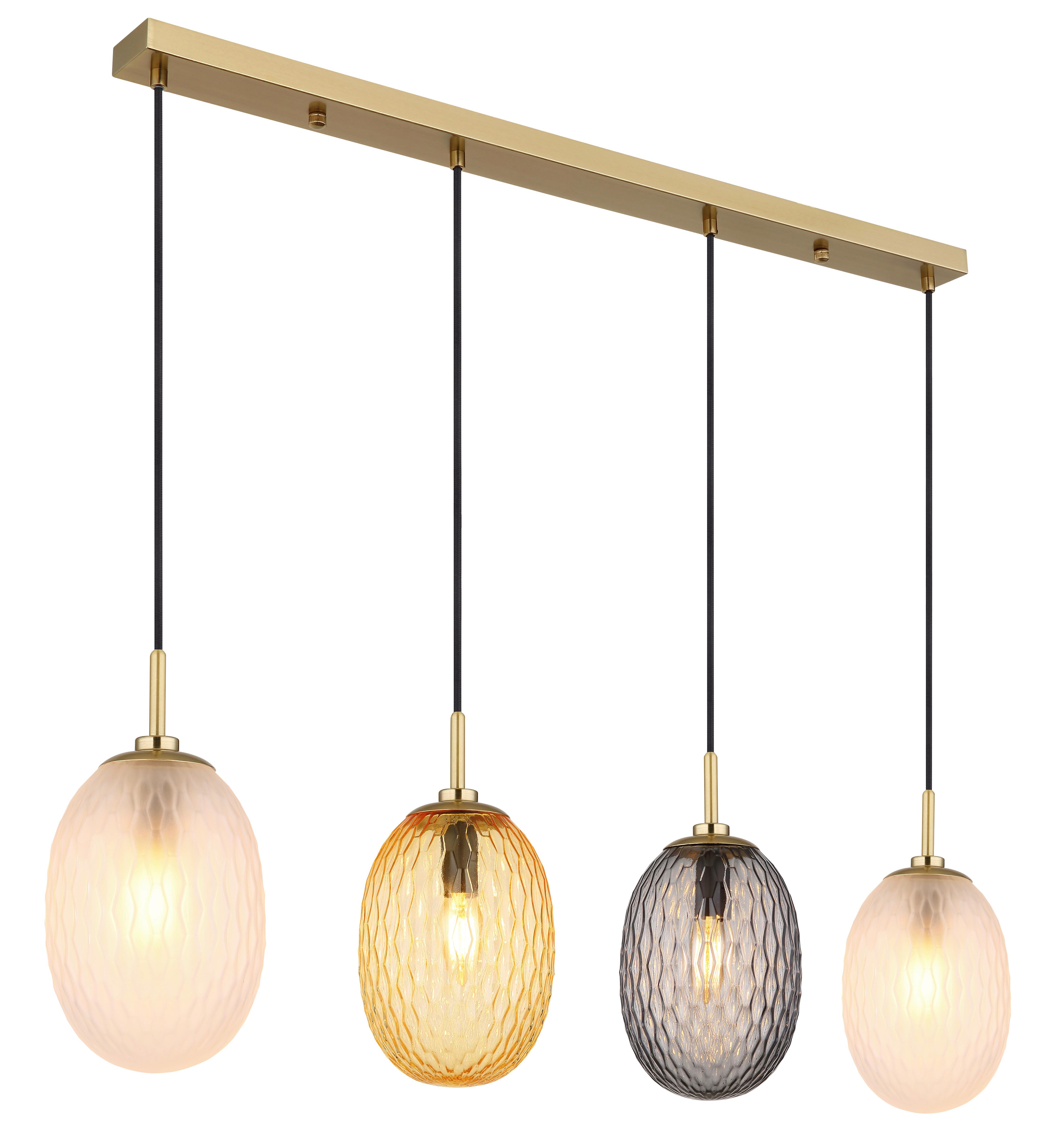 HÄNGELEUCHTE 15899-4H - Weiss/Goldfarben, Basics, Glas/Textil (96/15/120cm) - Globo