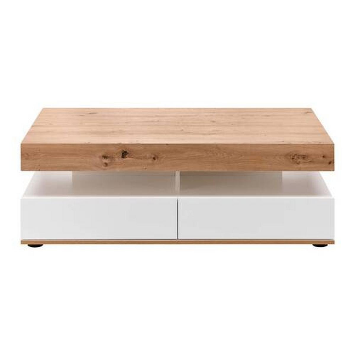 Dohányzóasztal Cara - tölgyfa/fehér, Modern (110/60/38cm) - Mömax
