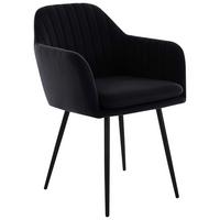 Armlehnstuhl Mila 2er-Set Schwarz samt - Schwarz, MODERN, Textil/Metall (59/84/66cm) - MID.YOU