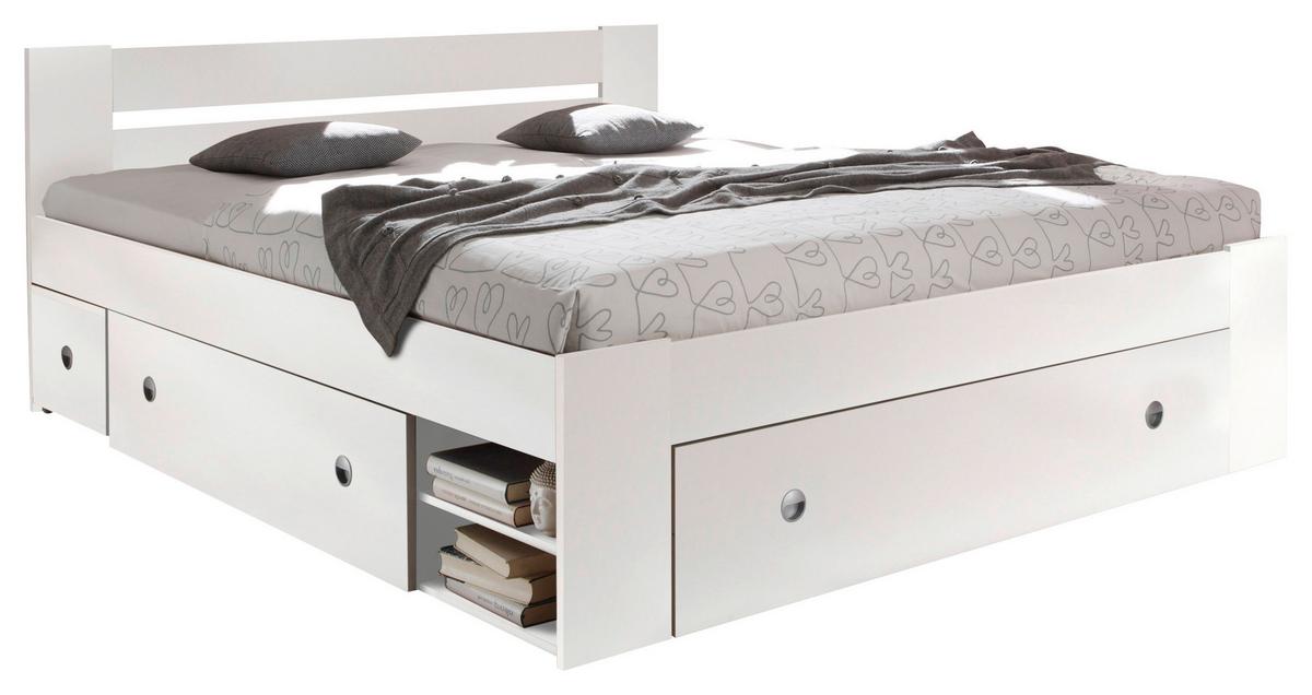 Posteljna Garnitura Stefan, S Predali, 180x200 - bela, Moderno, leseni material (180cm) - MID.YOU