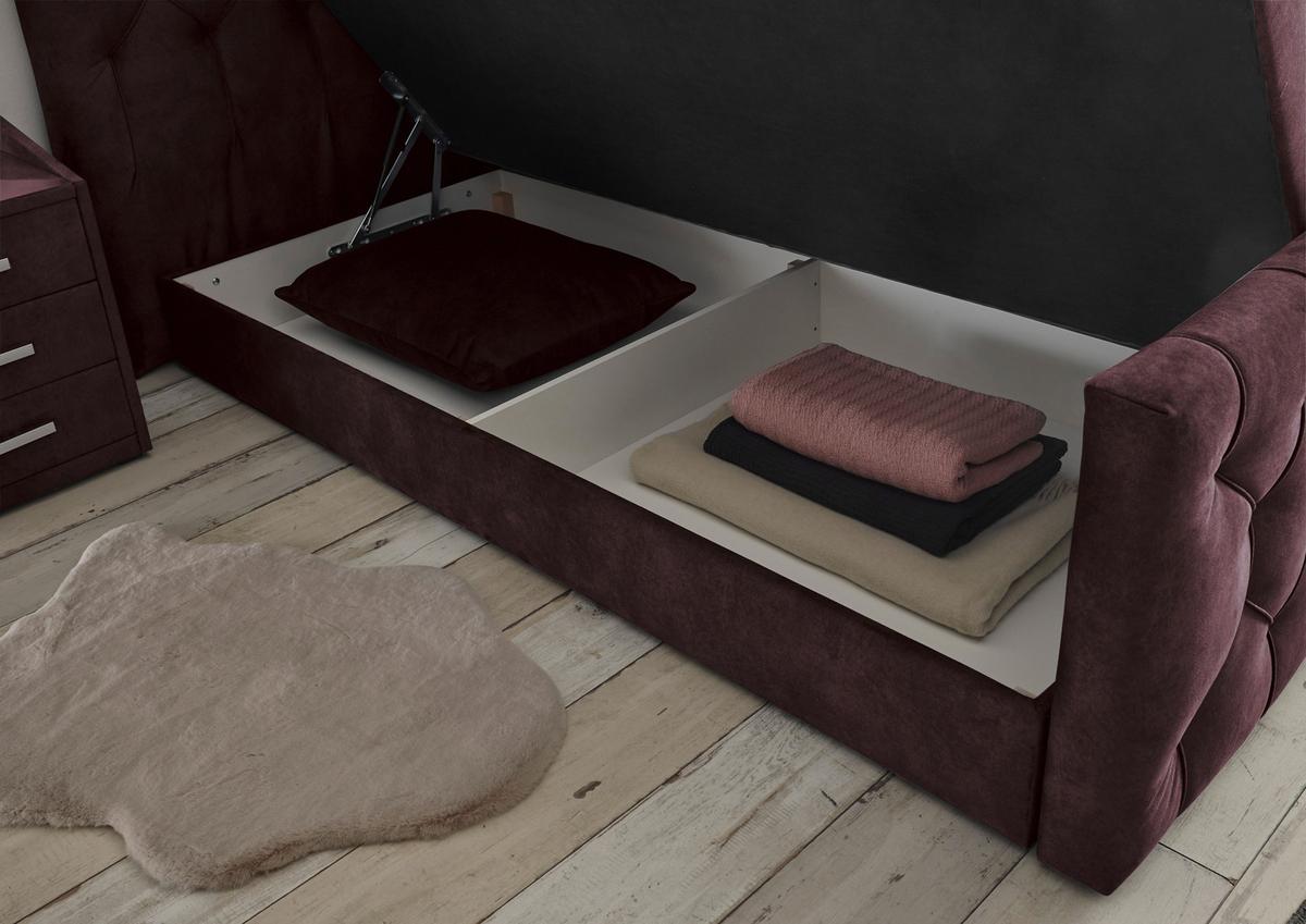 Boxspringbett Cashfield 8 ca. 180x200 cm Aubergine - Aubergine/Schwarz, MODERN, Holzwerkstoff/Kunststoff (180/200cm) - MID.YOU