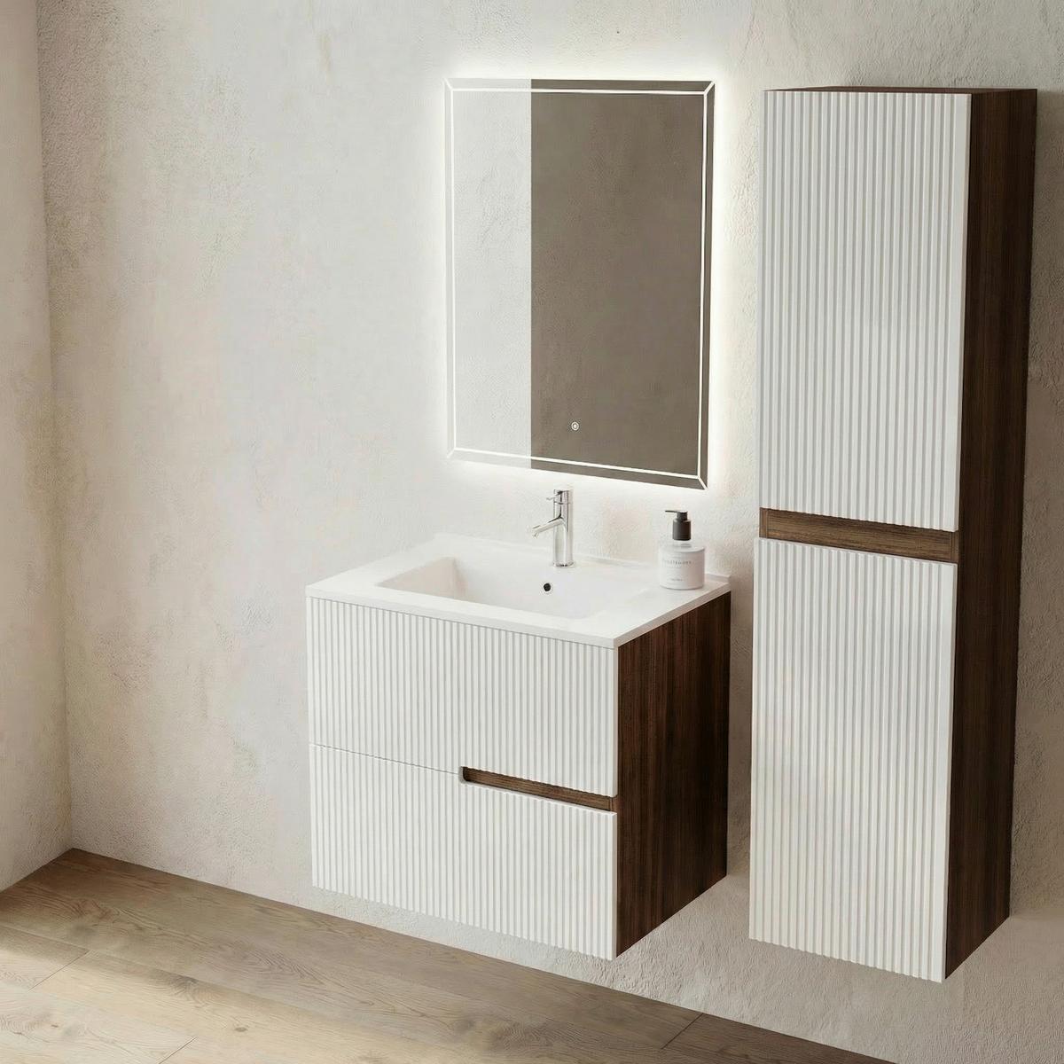 Element Ispod Umivaonika Eva - boje oraha/bijela visoki sjaj, Moderno, drvni materijal (60/51/46cm)