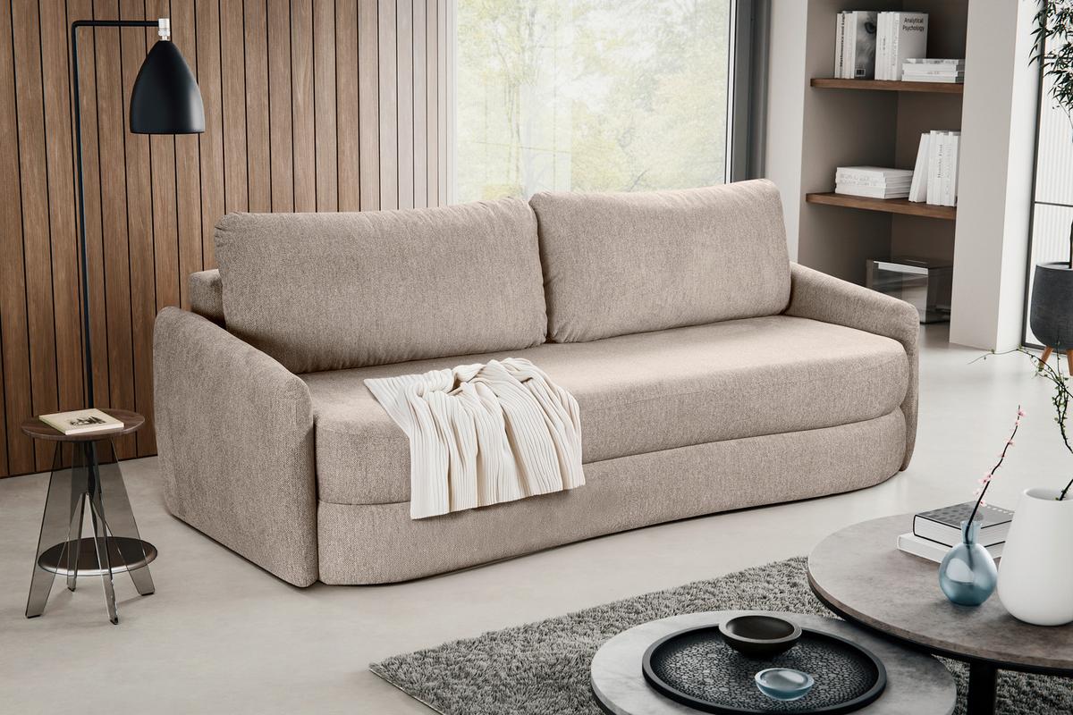 Schlafsofa Diana Beige - Beige/Schwarz, Basics, Holz/Kunststoff (231/93/108cm) - MID.YOU