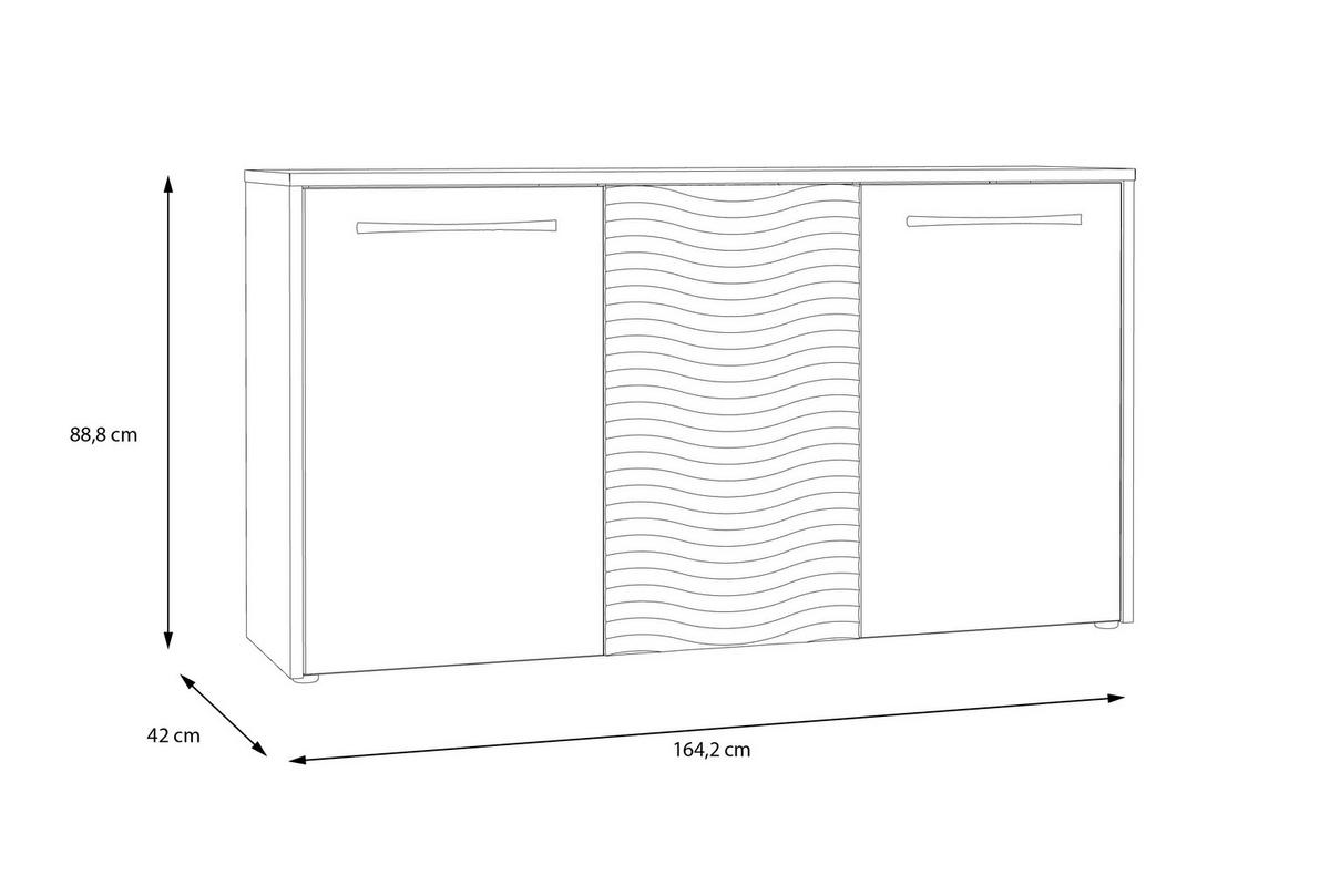 Komoda Karlshamn - boje hrasta/crna, Moderno, drvni materijal/metal (164,2/88,8/42cm) - Premium Living