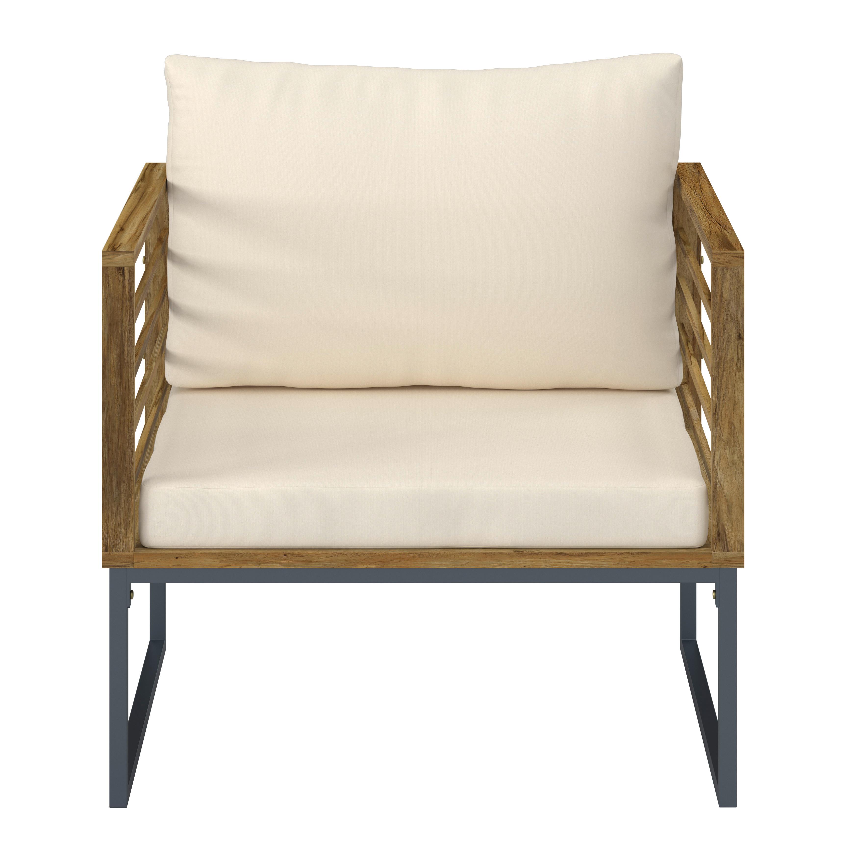 LOUNGEGRUPP SILAS - akaciefärgad/cremefärgad, Modern, metall/trä (130/85/80cm) - Bessagi Garden
