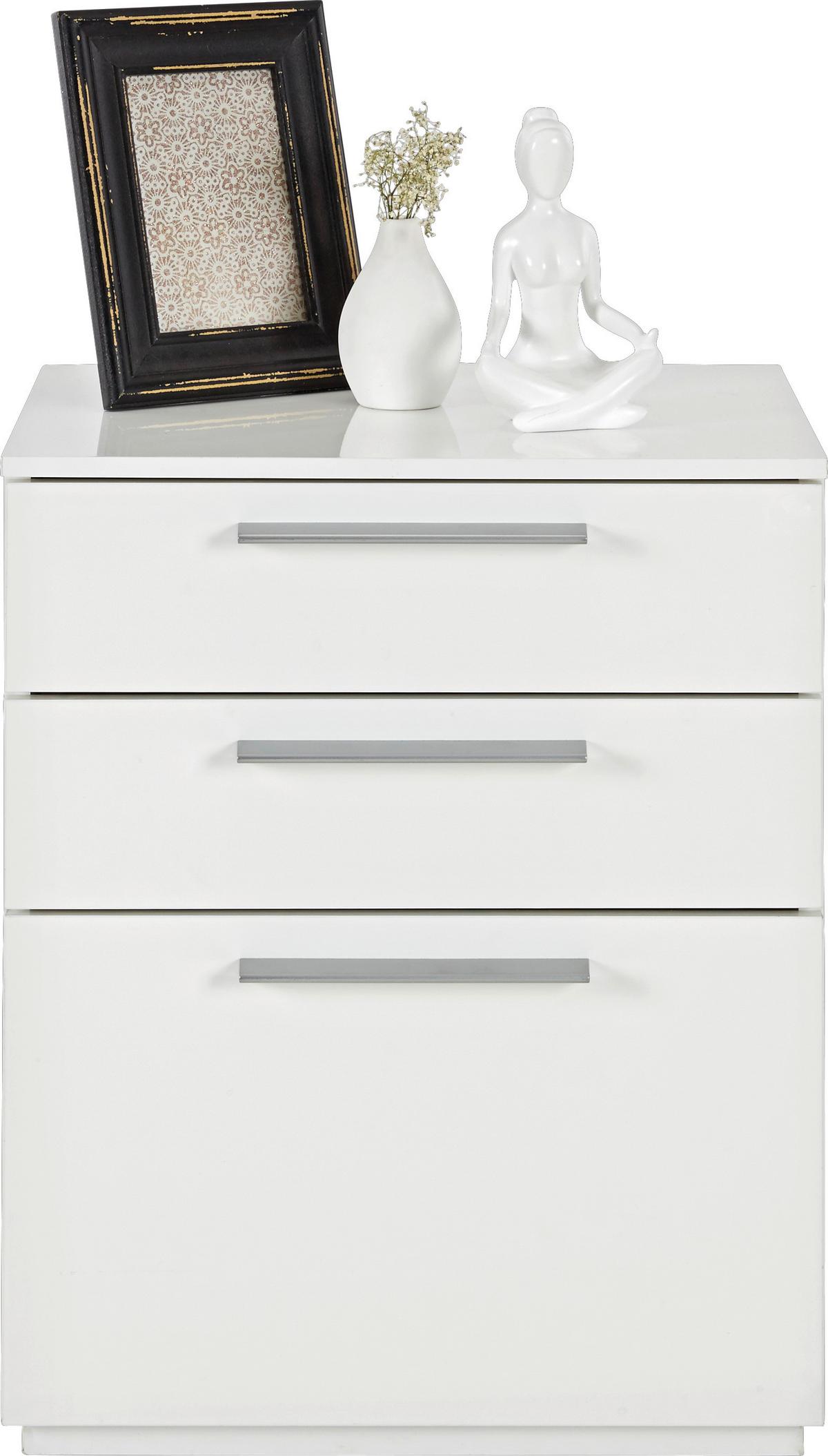 SZAFKA NOCNA SEMPLICE - biały/kolor aluminiowy, Modern, materiał drewnopochodny/metal (50/60/41cm) - Mömax