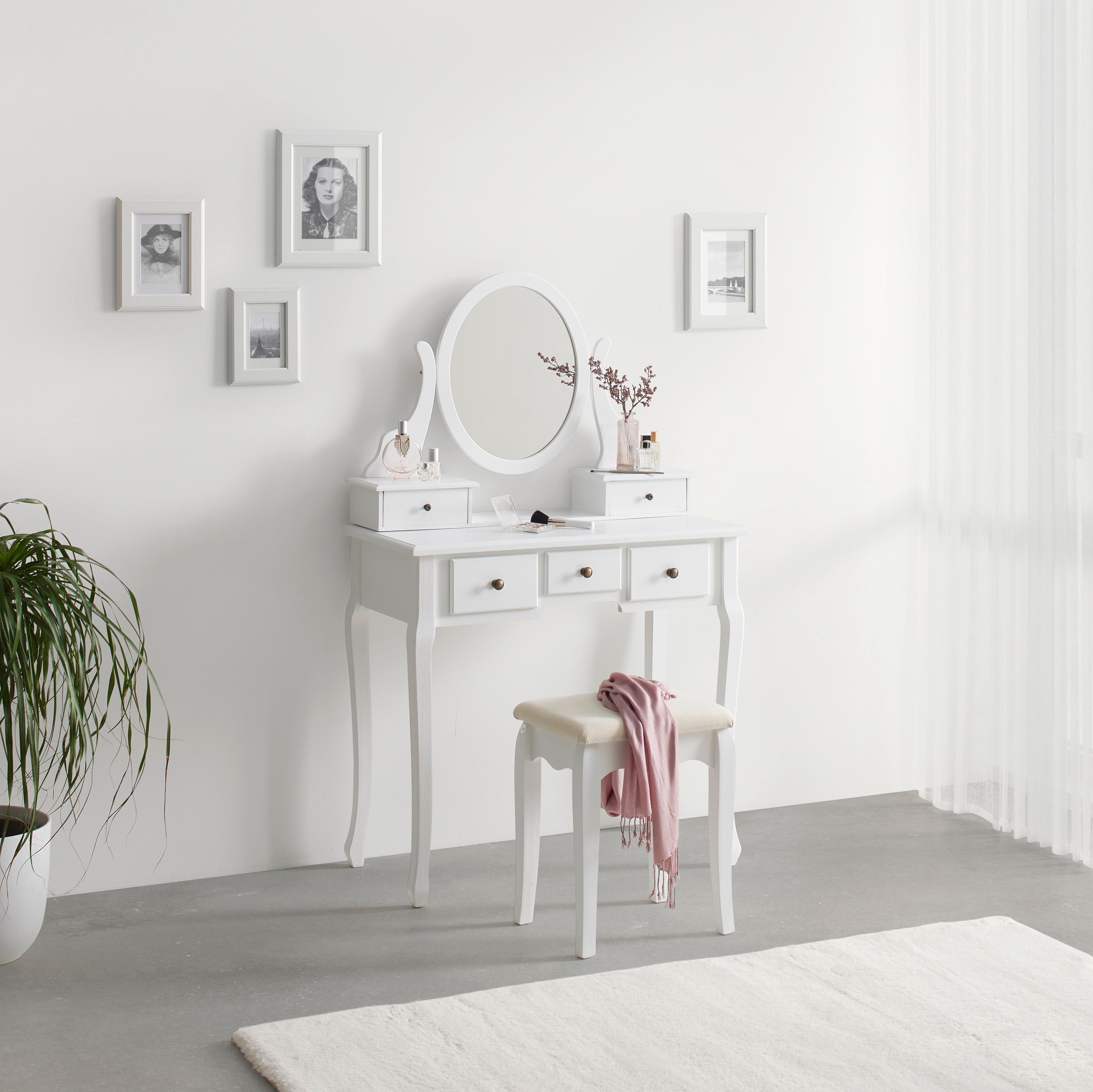 Tabure Sara Ii - bijela/bež, Romantično / ladanjski, drvni materijal/drvo (35/45/28cm) - Modern Living