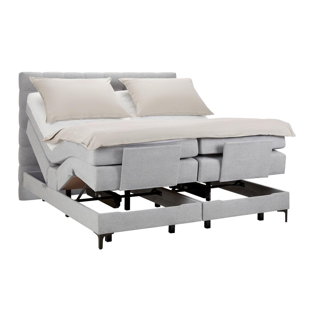 Boxspringbett in Grau ca. 160x200cm - Schwarz/Grau, Konventionell, Holz/Holzwerkstoff (165/122/210cm) - Premium Living