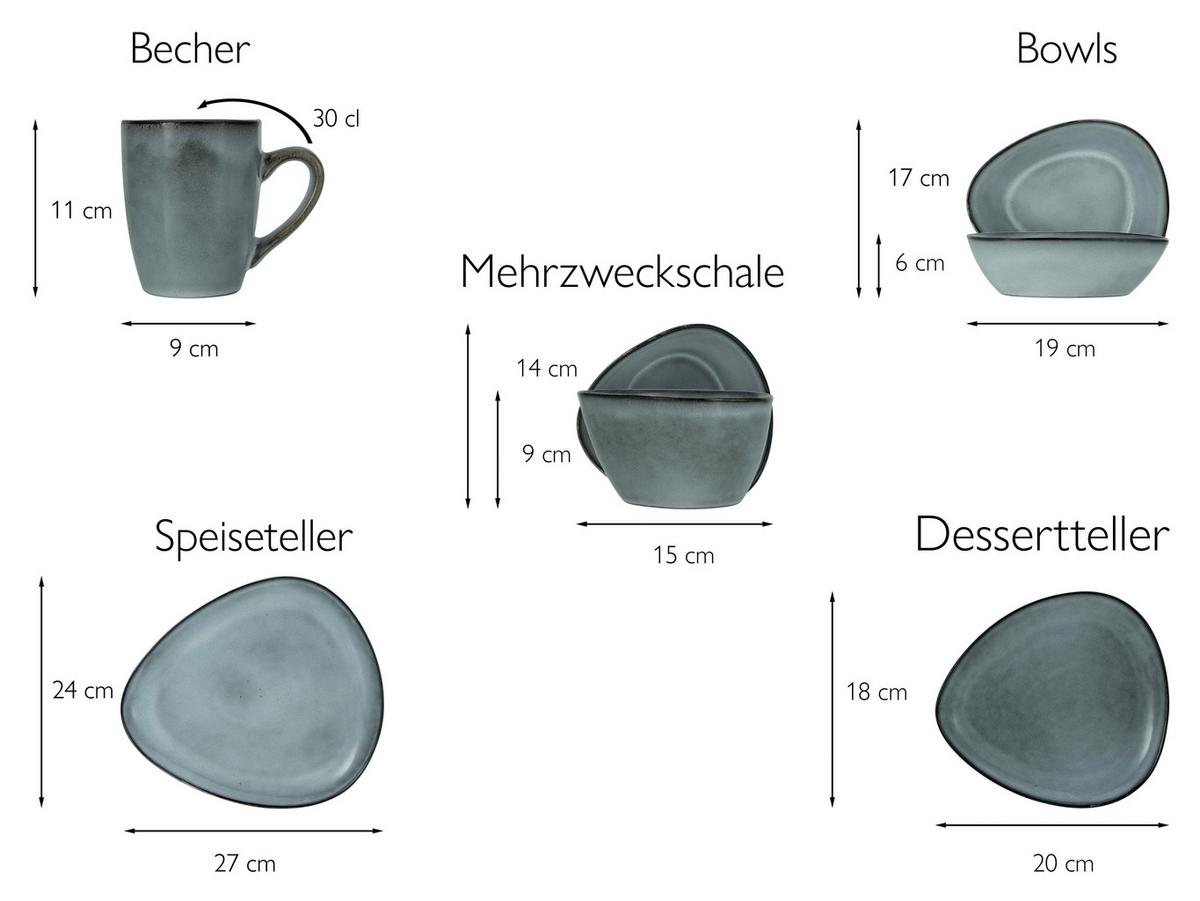 Kombiservice Cloudy in Grau, 10-teilig - Grau, Trend, Keramik (34/29,5/36cm) - Creatable