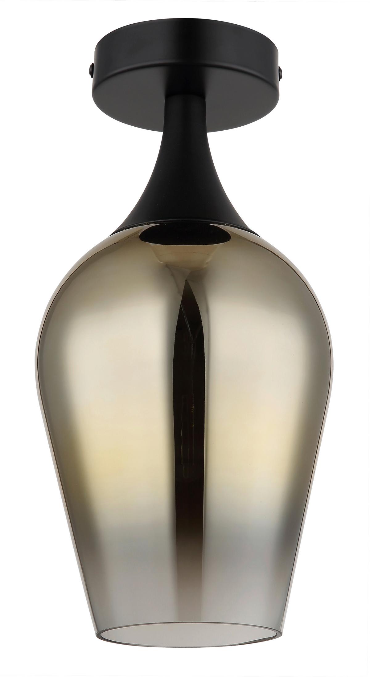 Deckenleuchte Lavus Schwarz/Goldfarben max. 40Watt - Klar/Goldfarben, Design, Glas/Metall (15/30cm) - Globo