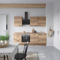 Küchenblock Structura High m. Geräten Eiche dunkel - Eiche dunkel/Schwarz, MODERN, Holzwerkstoff/Metall (240cm) - Nobilia