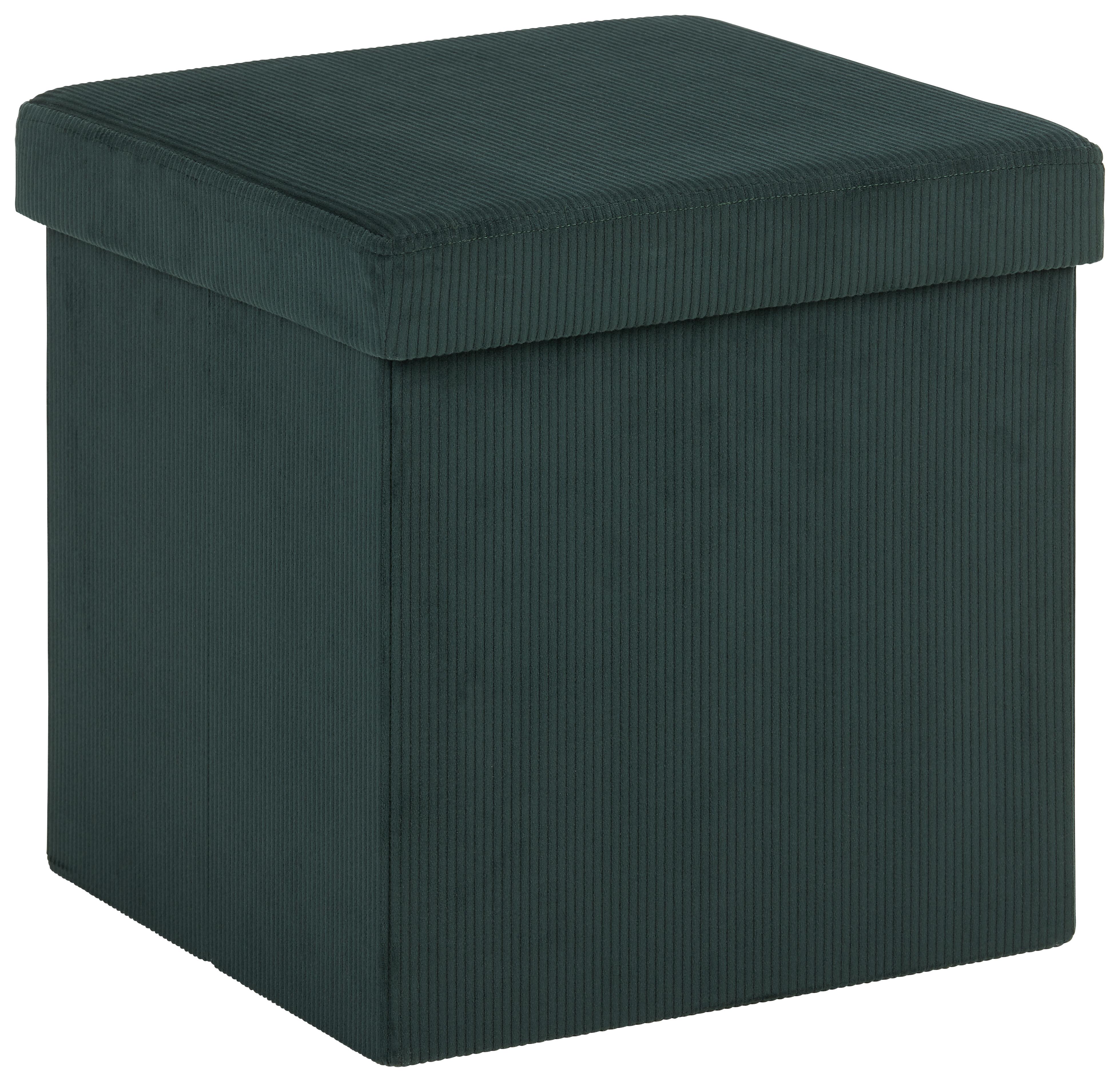 Zaboj Za Sedenje Cord -Sb-, Temno Zelena - temno zelena, tekstil (38/38/38cm) - Modern Living
