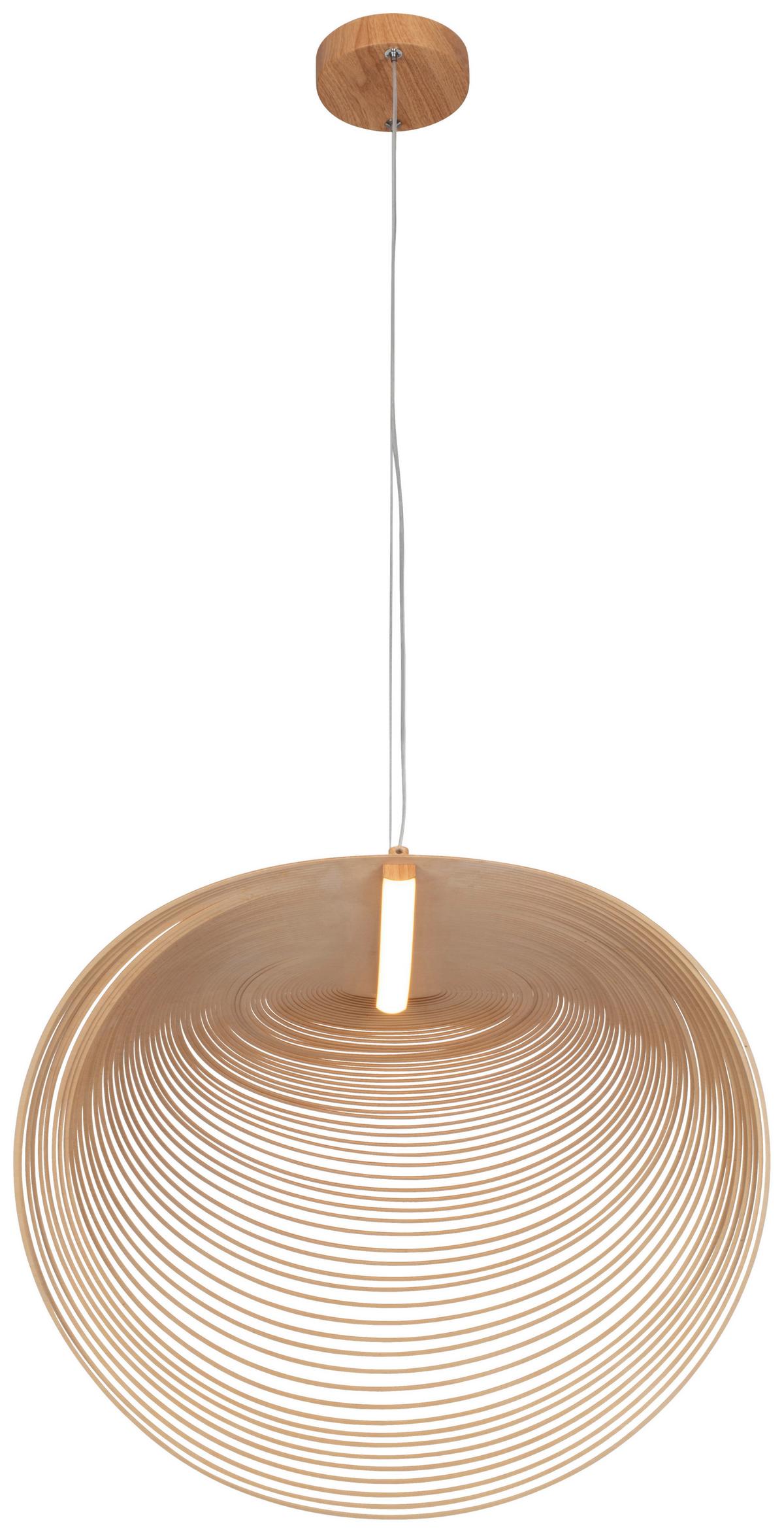 LAMPA WISZĄCA LED MAILAND - kolor dębowy/kolor naturalny, Trend, materiał drewnopochodny/metal (60/38/163,5cm) - Novel