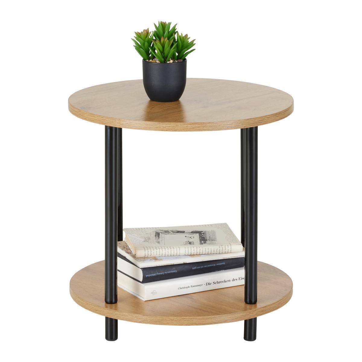 Masă auxiliară NEAPEL - culoare natur/negru, Modern, metal/material pe bază de lemn (40/40cm) - Modern Living