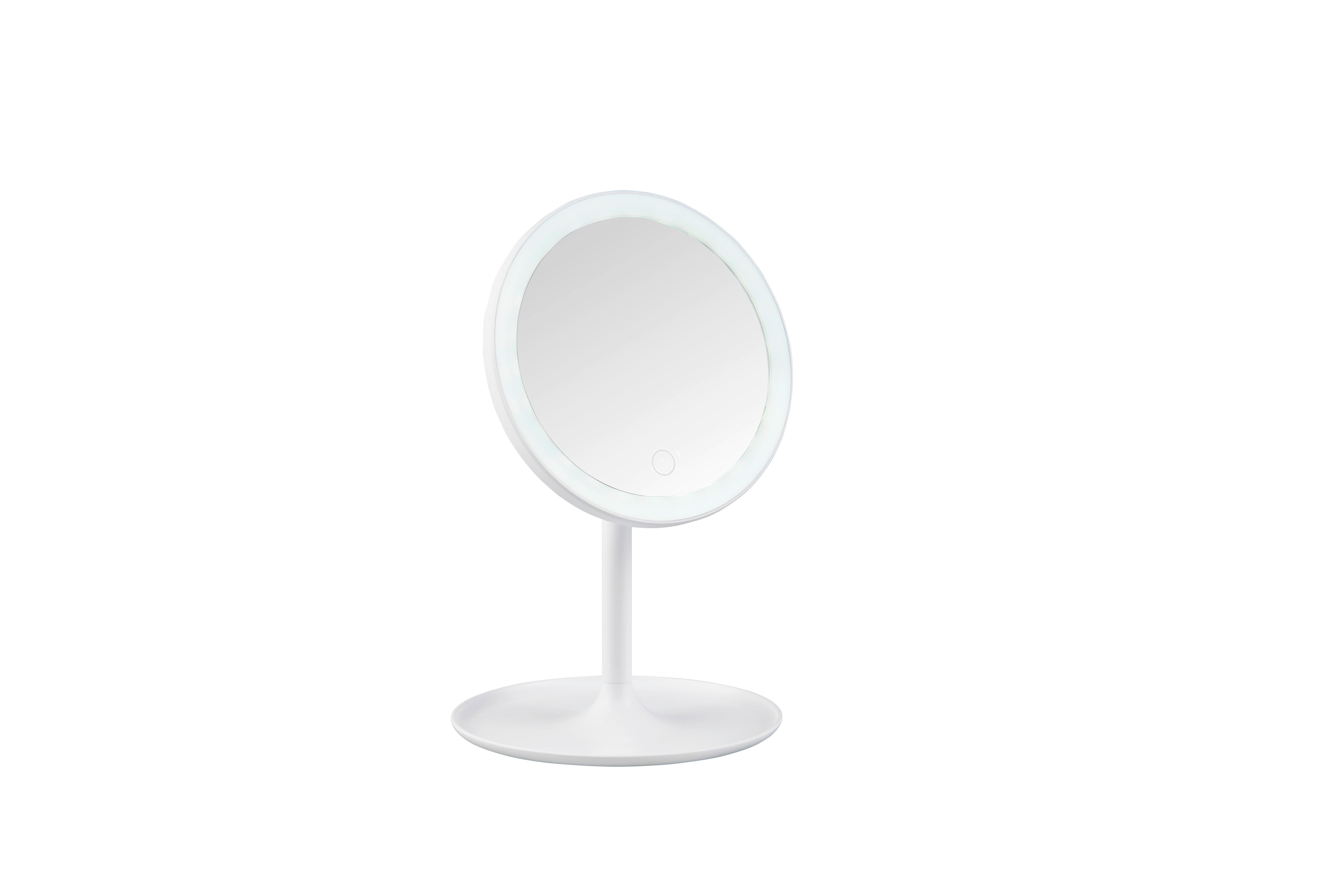 Schminkspiegel Liara Weiß mit LED - Weiß, MODERN, Glas/Kunststoff (18/28,5cm) - Mömax