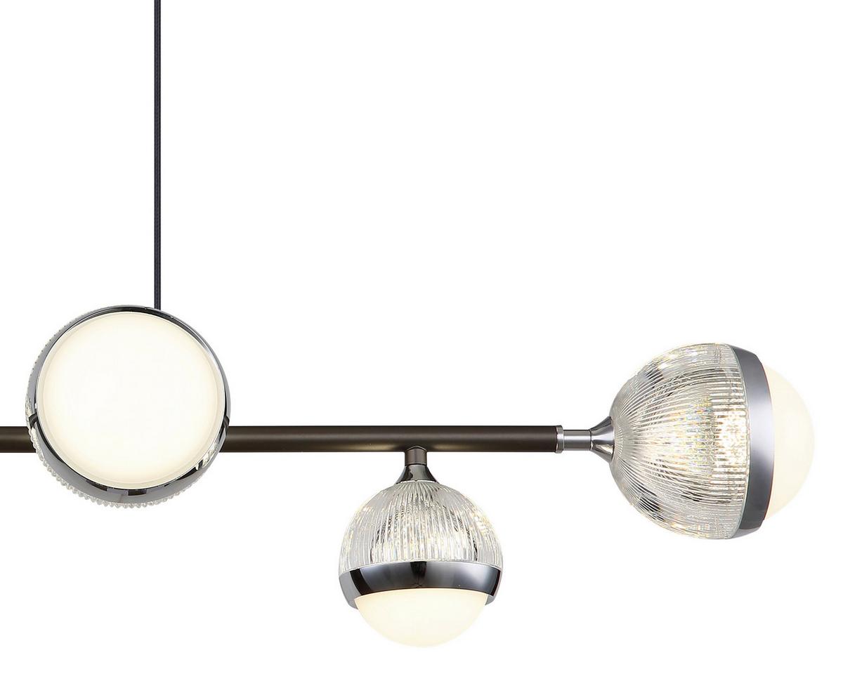 LED-Hängeleuchte Untsy Chrom-/Titanfarben max.42 Watt - Chromfarben/Klar, KONVENTIONELL, Kunststoff/Metall (91/28cm) - Globo