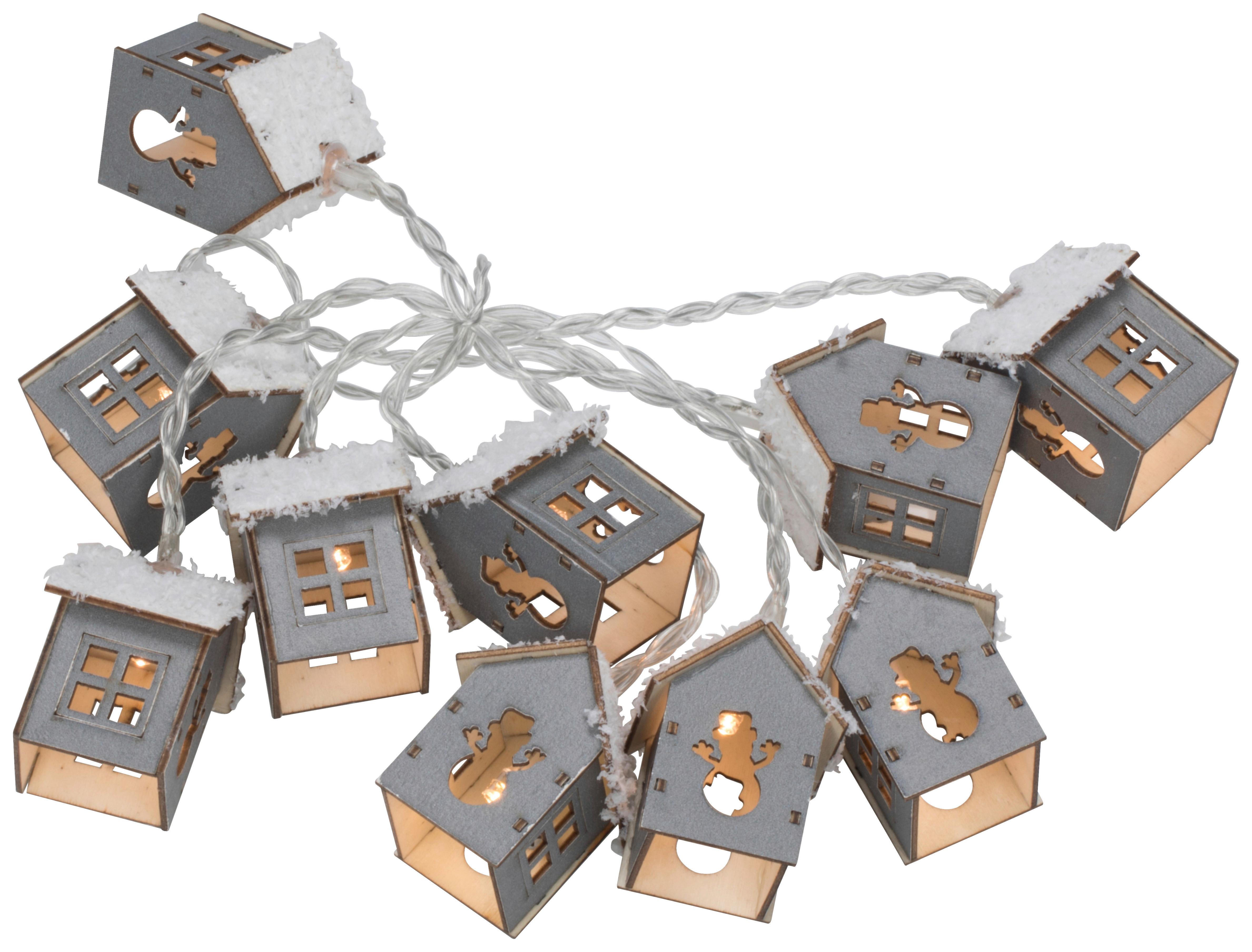 Fényfüzér Housi 165cm - fehér/szürke, Konventionell, fa (165l) - Modern Living