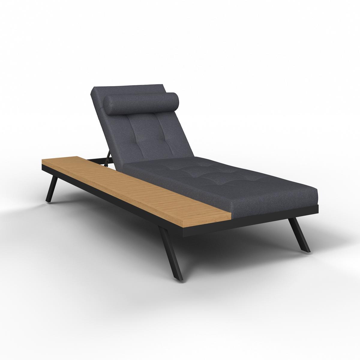 Șezlong Avolina - negru/gri, Modern, plastic/metal (199/86/40cm) - Bessagi Garden