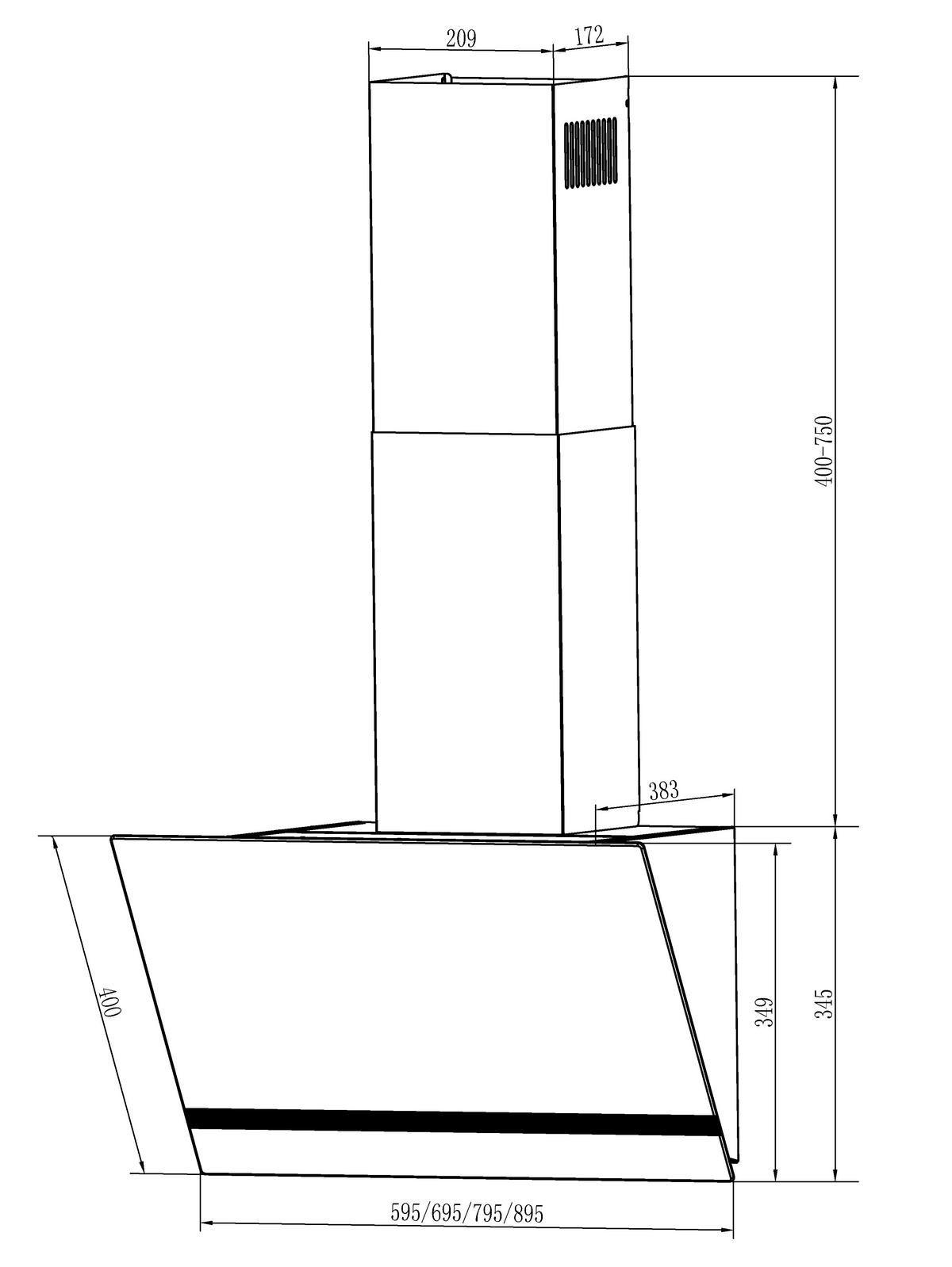 Dunstabzugshaube CH24160S-20 Schwarz - Schwarz, Trend, Glas/Metall (59,5/74,5/38,3cm) - Respekta