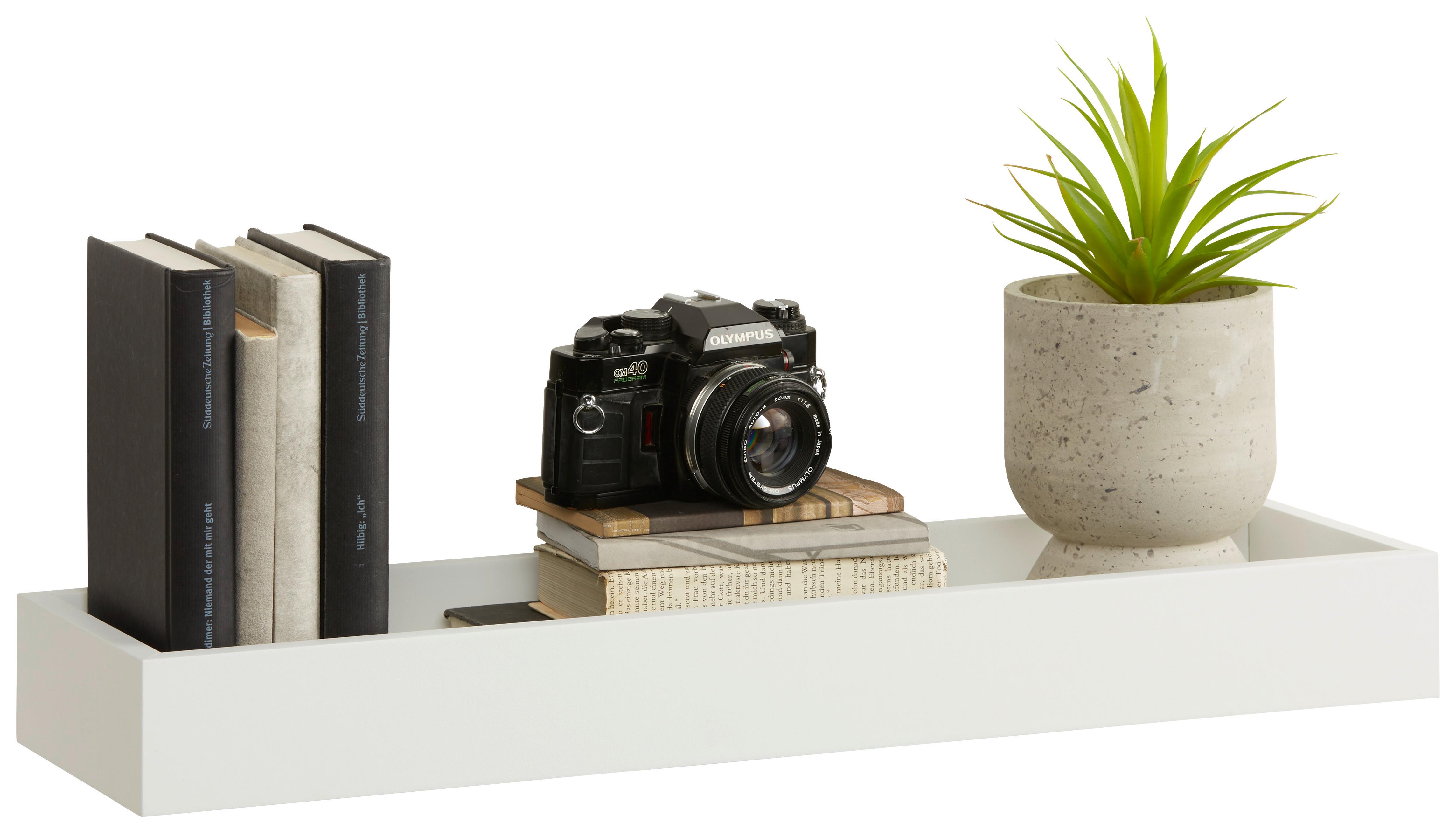 Poliță de perete ALESSIO - alb, material pe bază de lemn (40/6,5/17cm) - Modern Living