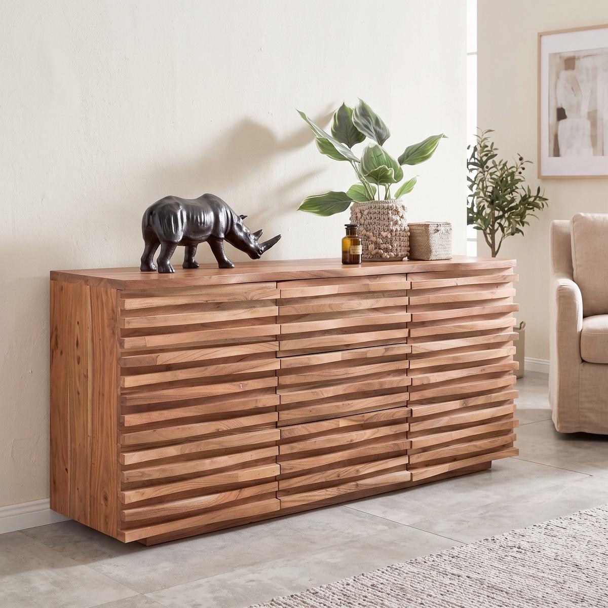 Komoda Boha, Pravi Les - barve akacije, Design, les (160/75/43cm) - MID.YOU