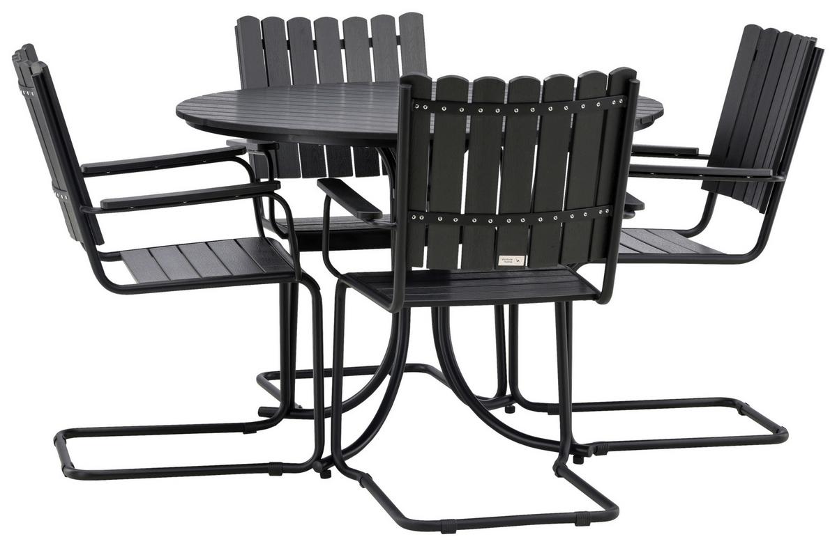 Gartentischgruppe Holmsund Schwarz - Schwarz, KONVENTIONELL, Metall - Gardenson