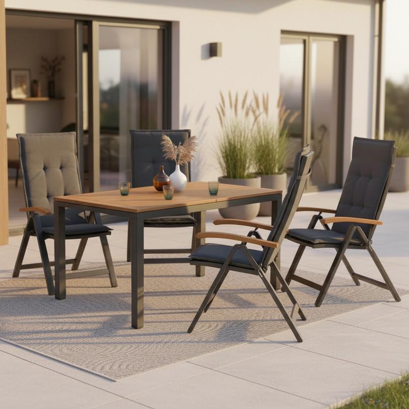 Vrtna Garnitura Tilos, Masivno - siva/črna, Konvencionalno, kovina/tekstil - Gardenson