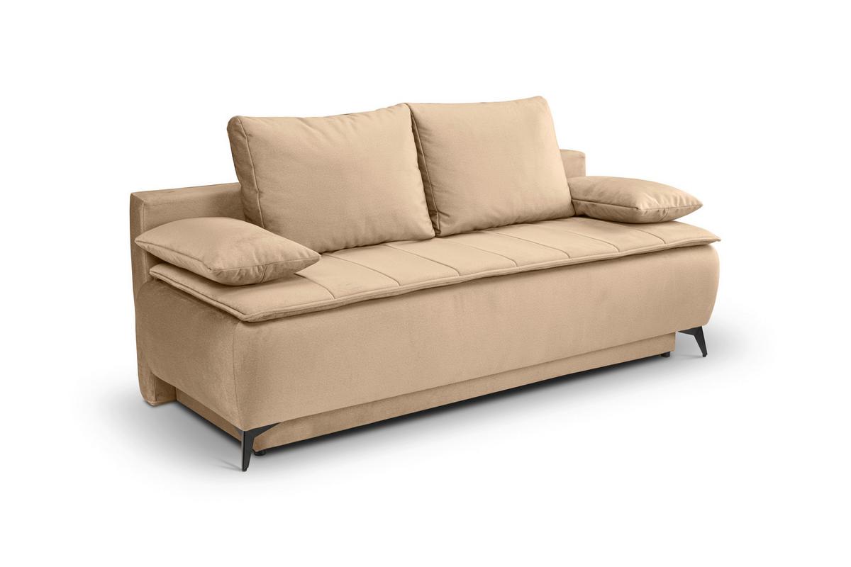 Schlafsofa Sendi Beigebraun - Beigebraun/Schwarz, Basics, Holz/Textil (210/103/90cm) - MID.YOU