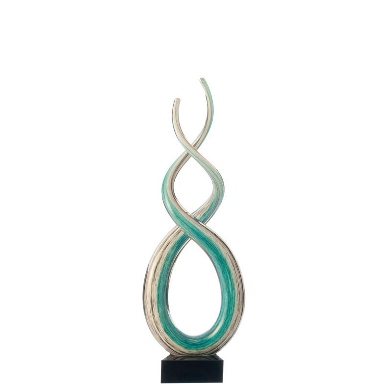 Skulptur Türkis/Weiß - Türkis/Weiß, Basics, Glas (38cm) - Leonardo