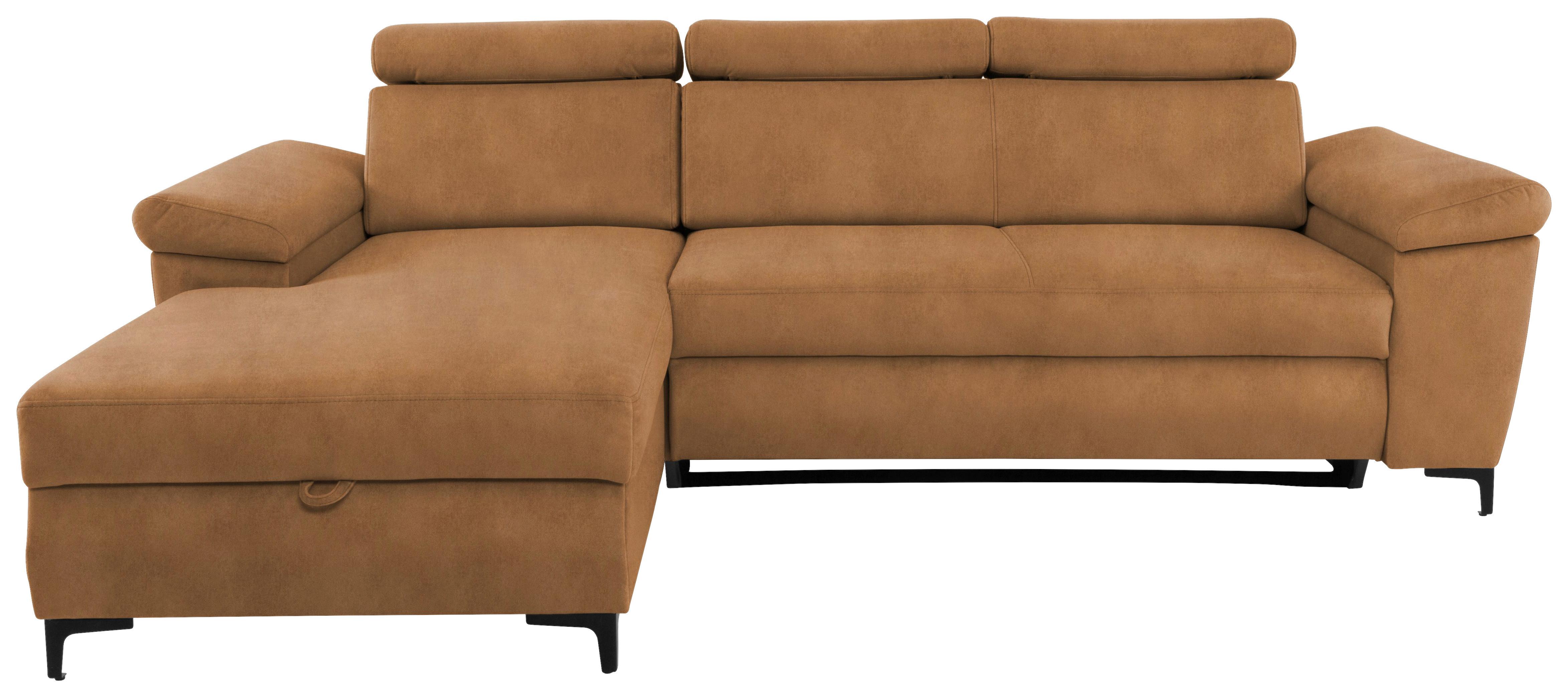 Sedežna Garnitura Santi, Oranžna, Ležišče, Predal - črna/oranžna, Moderno, kovina/tekstil (176/258cm) - Modern Living