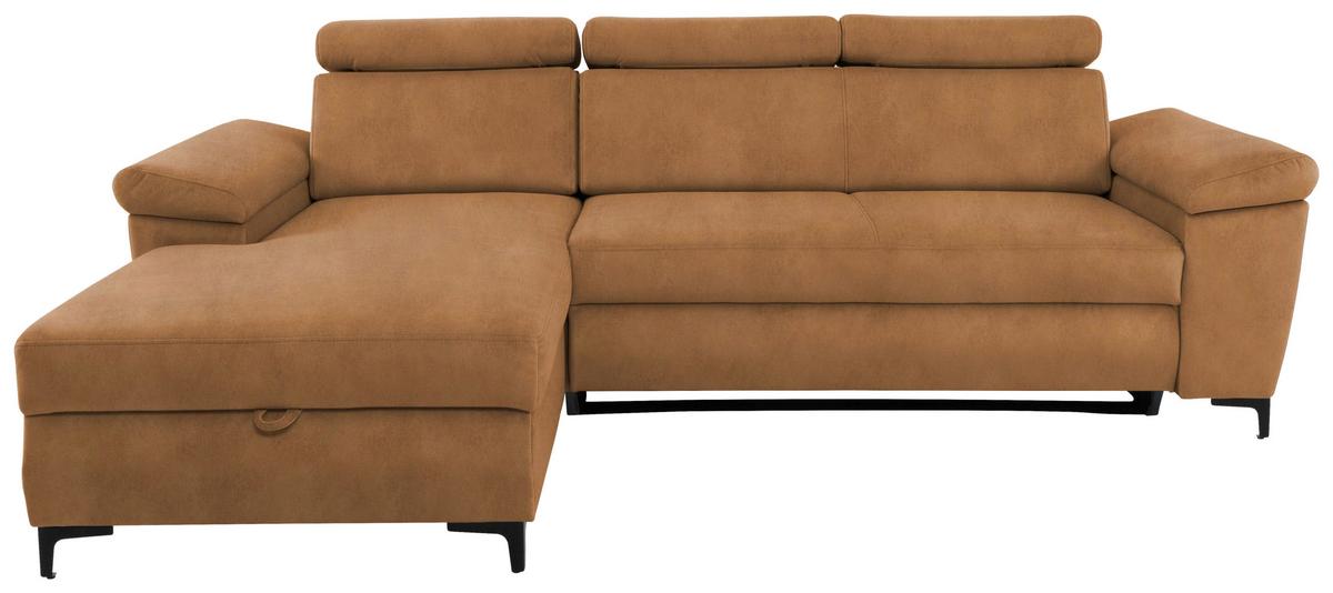 Sedežna Garnitura Santi, Oranžna, Ležišče, Predal - črna/oranžna, Moderno, kovina/tekstil (176/258cm) - Modern Living