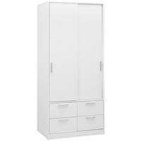Schiebetürenschrank in Weiss - Chromfarben/Weiss, Konventionell, Holzwerkstoff/Kunststoff (90/205/60cm) - Mömax